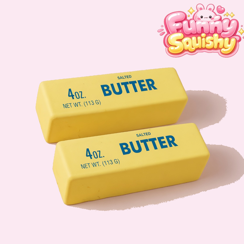Yellow butter stick brick squishy slow rising squeeze toy 2 pack