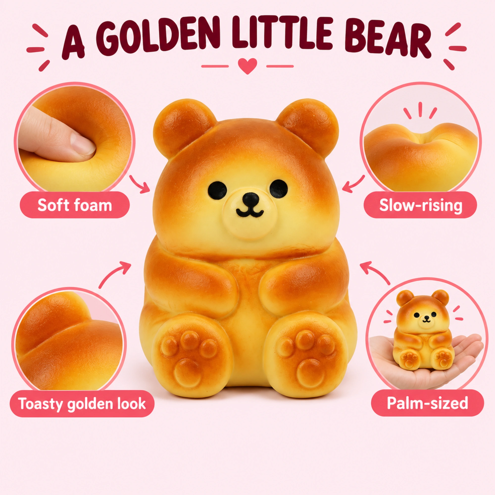 Honey Bun Bear Squishy Soft Slow Rising Bread Toy — alternate view