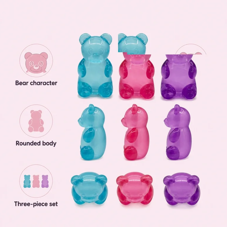 Translucent jumbo jelly bear squishy washed clean with water droplets