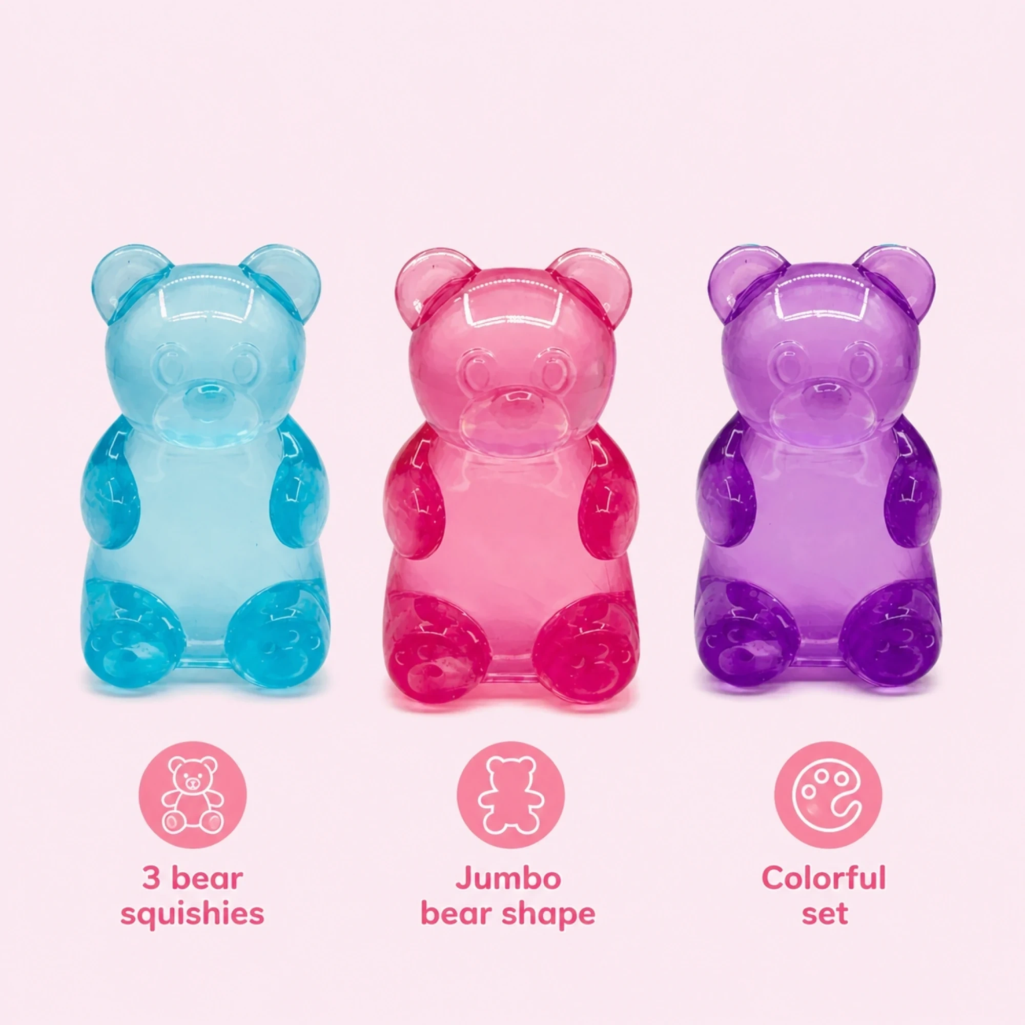 Jumbo jelly bear squishy — colorful three-piece set
