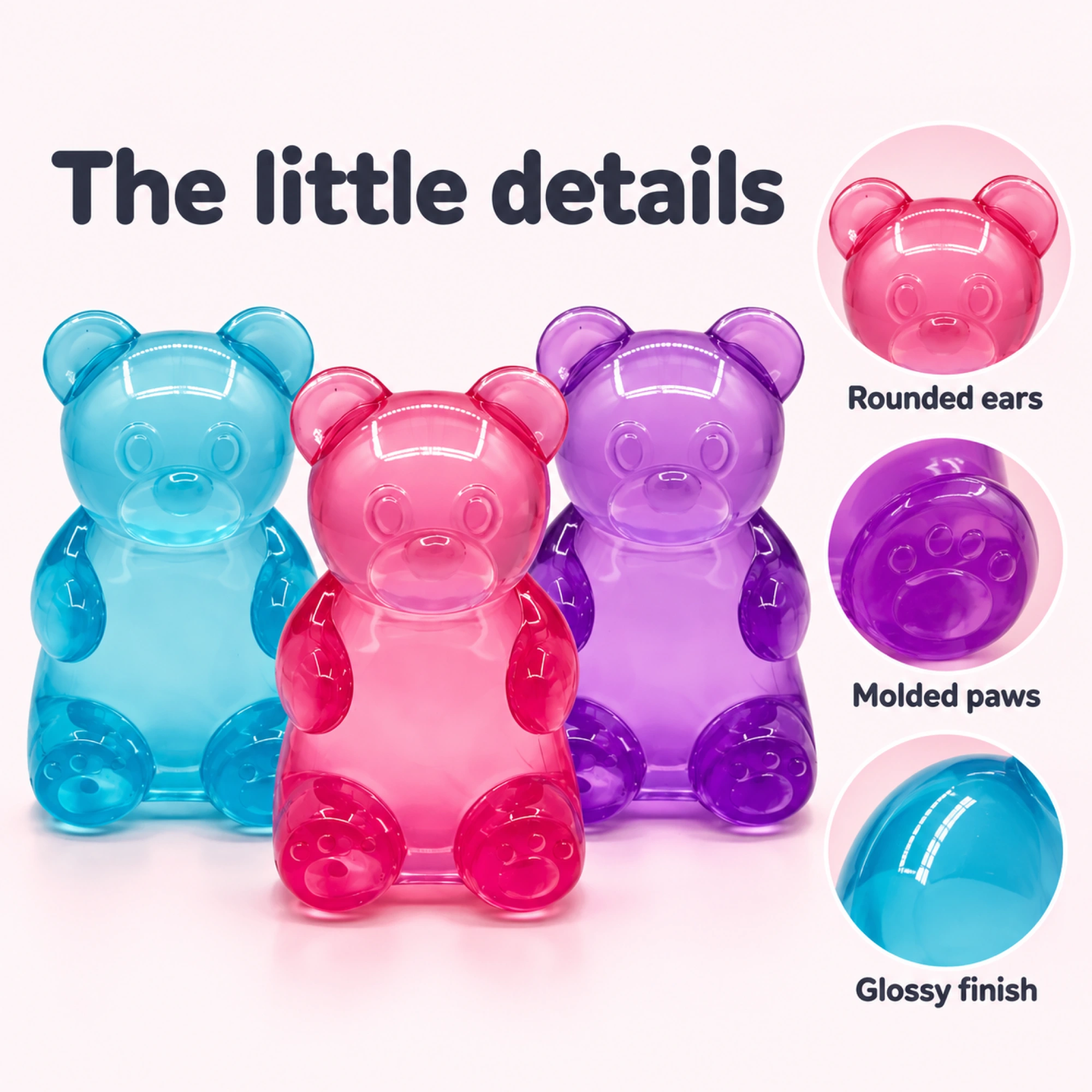 3 Pack Jumbo Jelly Bear Squishy Oversized Squeeze Toys — details