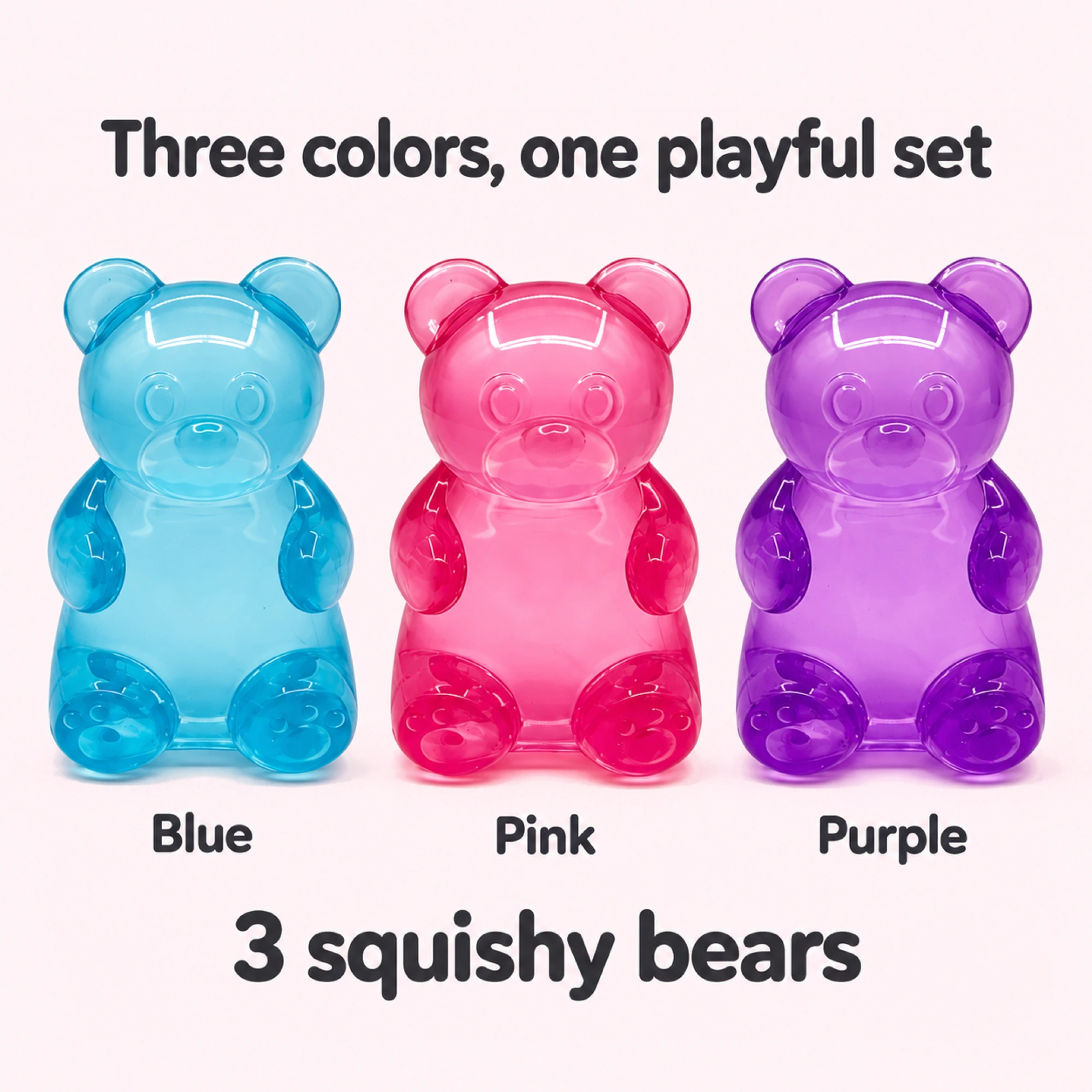 3 Pack Jumbo Jelly Bear Squishy Oversized Squeeze Toys — pack