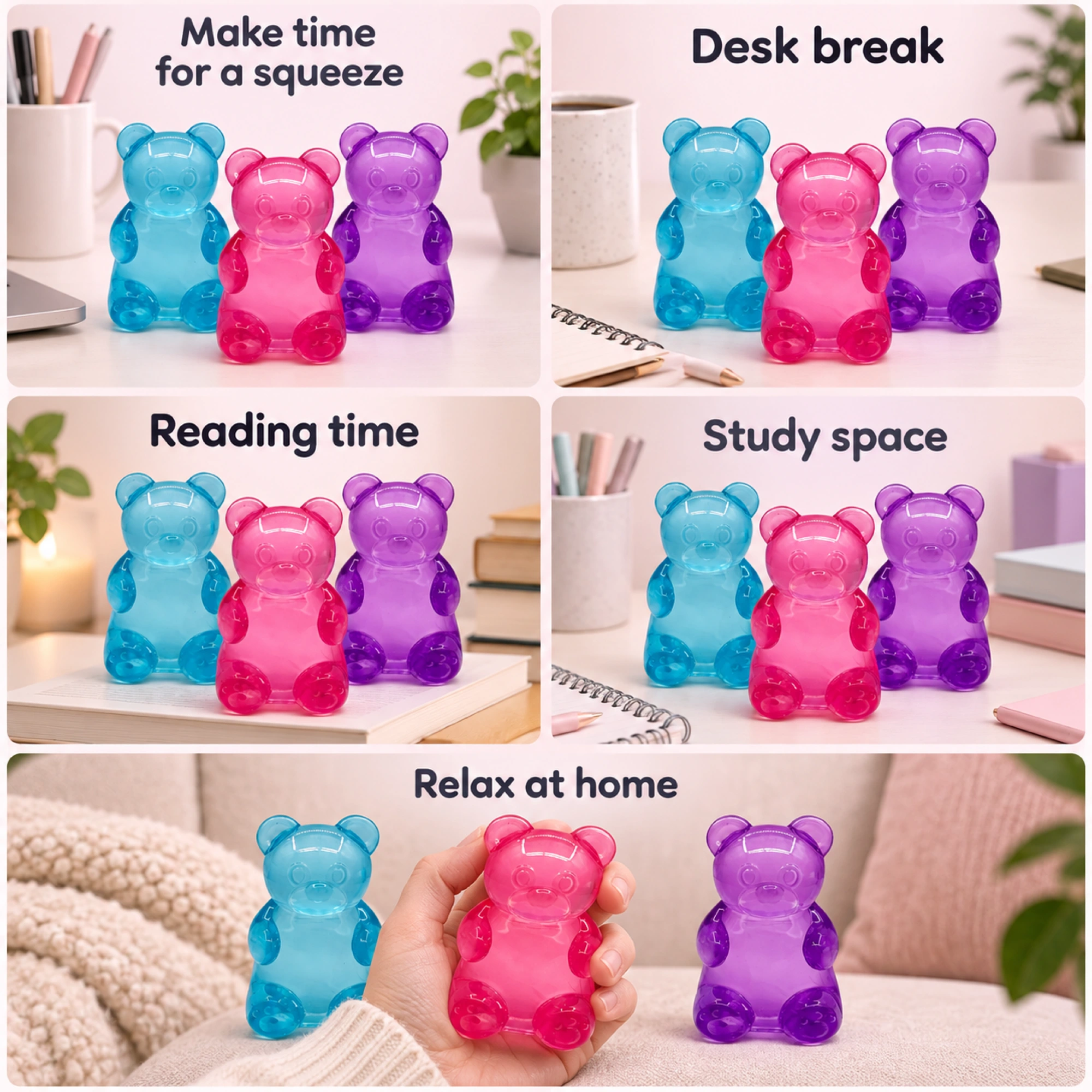 3 Pack Jumbo Jelly Bear Squishy Oversized Squeeze Toys — lifestyle
