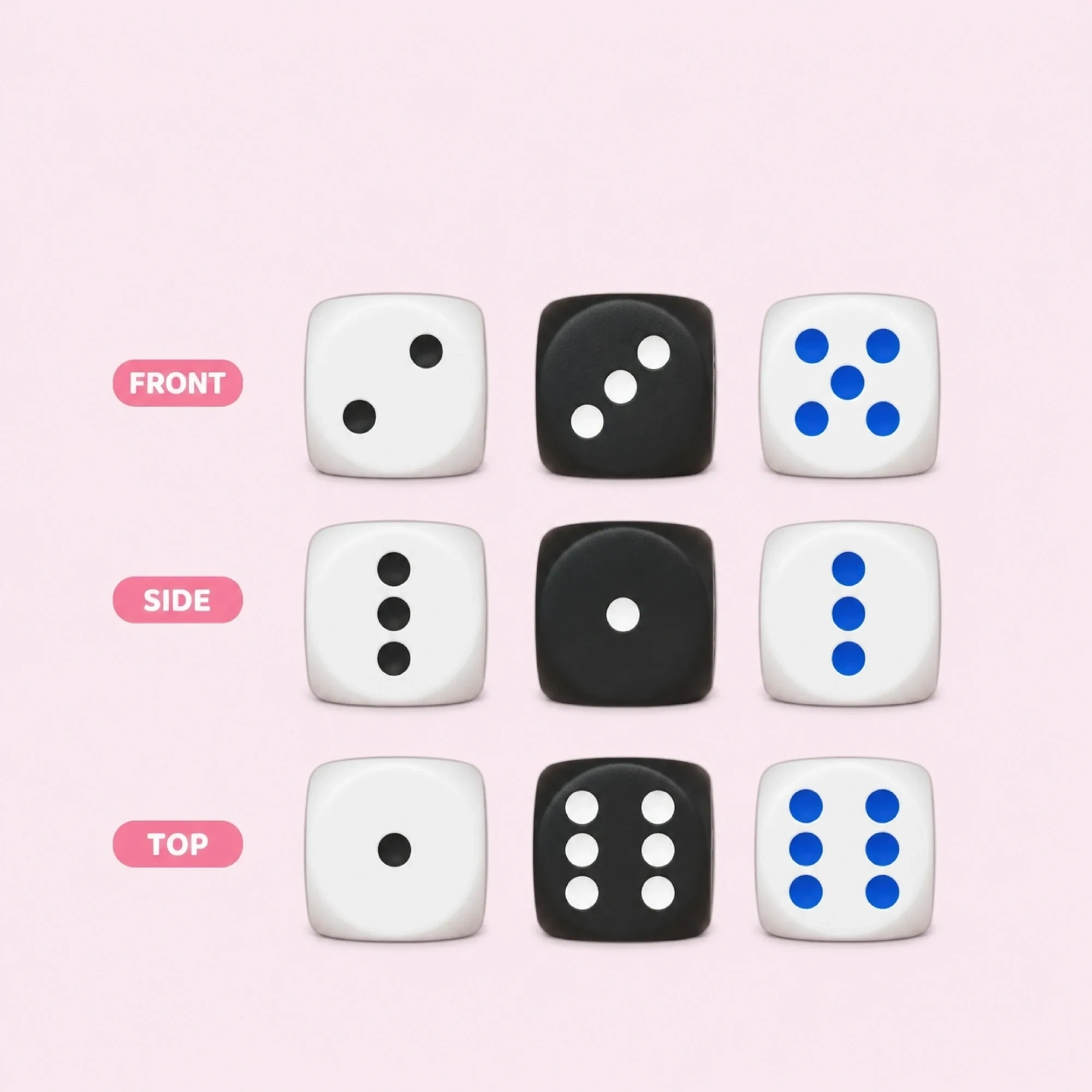6 Inch Jumbo Dice Squishy, 3 Giant Soft Foam Dice for Game Night shown as a current dice squishy example