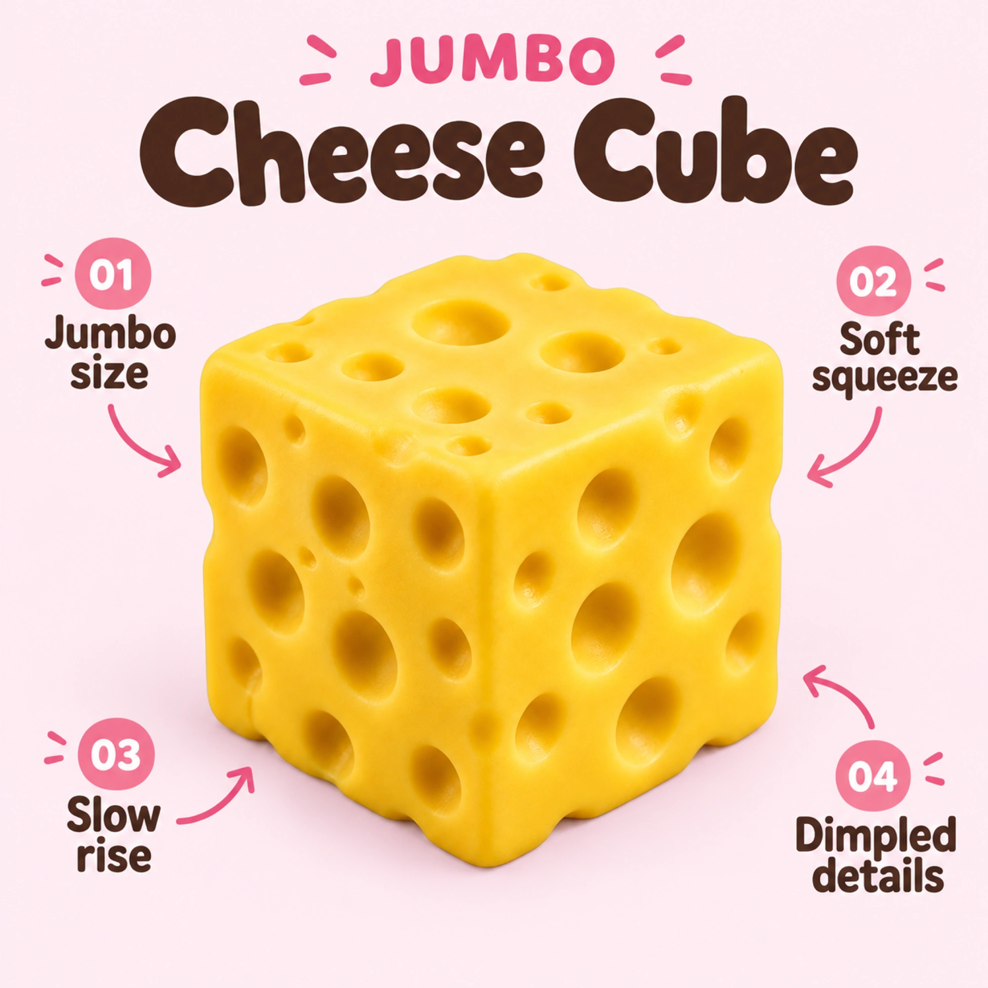 Jumbo Cheese Squishy, Big Two-Hand Squeeze Toy — alternate view
