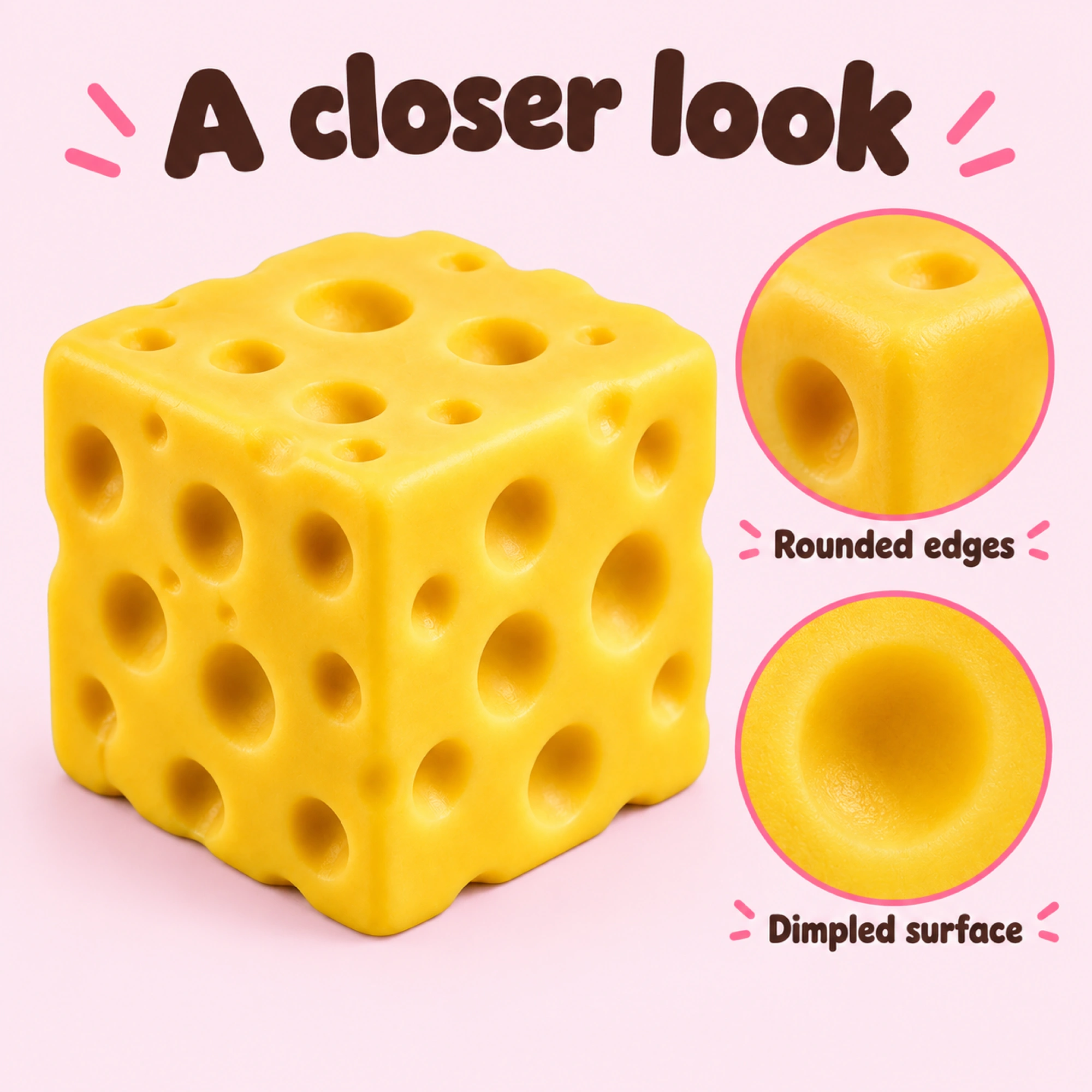 Jumbo Cheese Squishy, Big Two-Hand Squeeze Toy — details