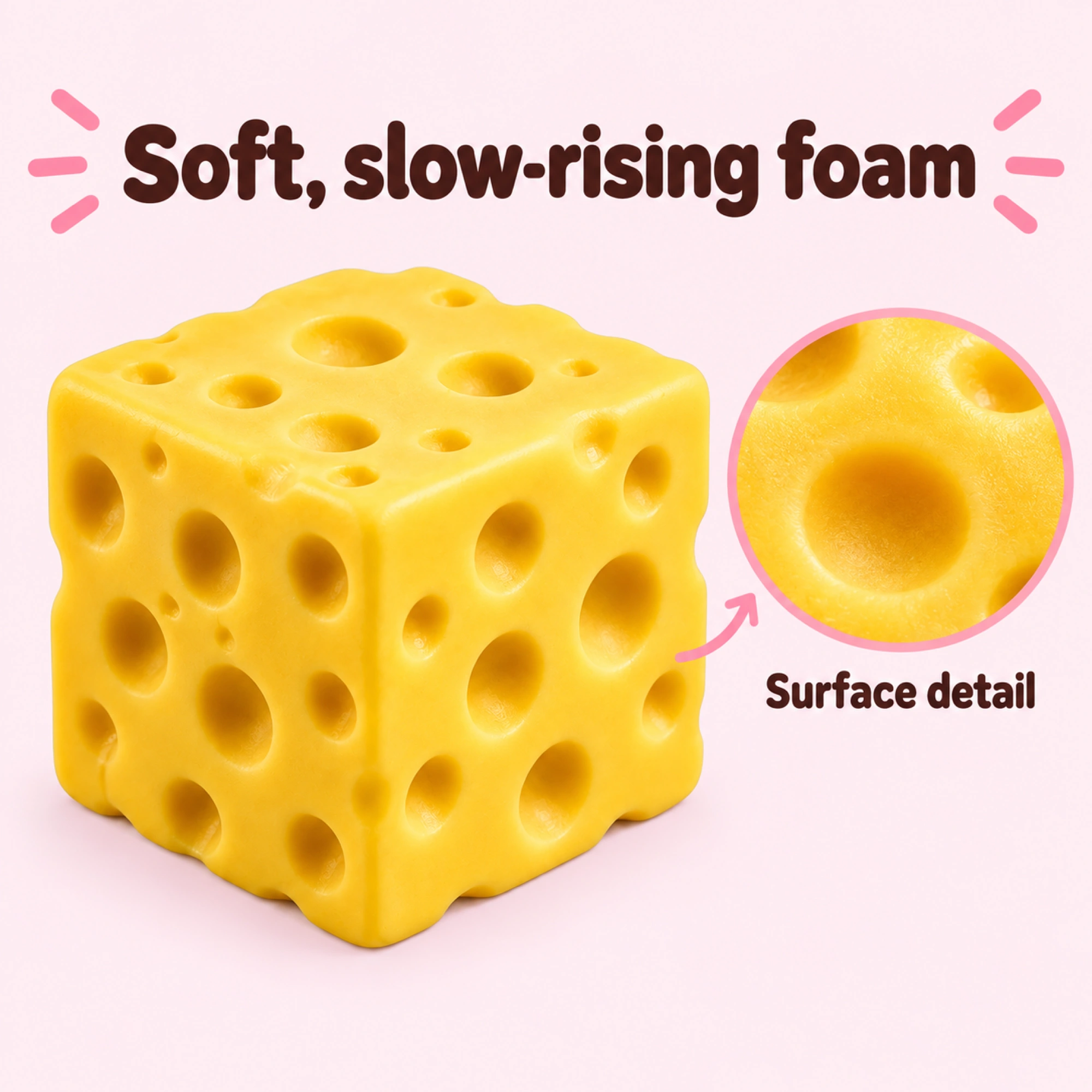 Jumbo Cheese Squishy, Big Two-Hand Squeeze Toy — inside