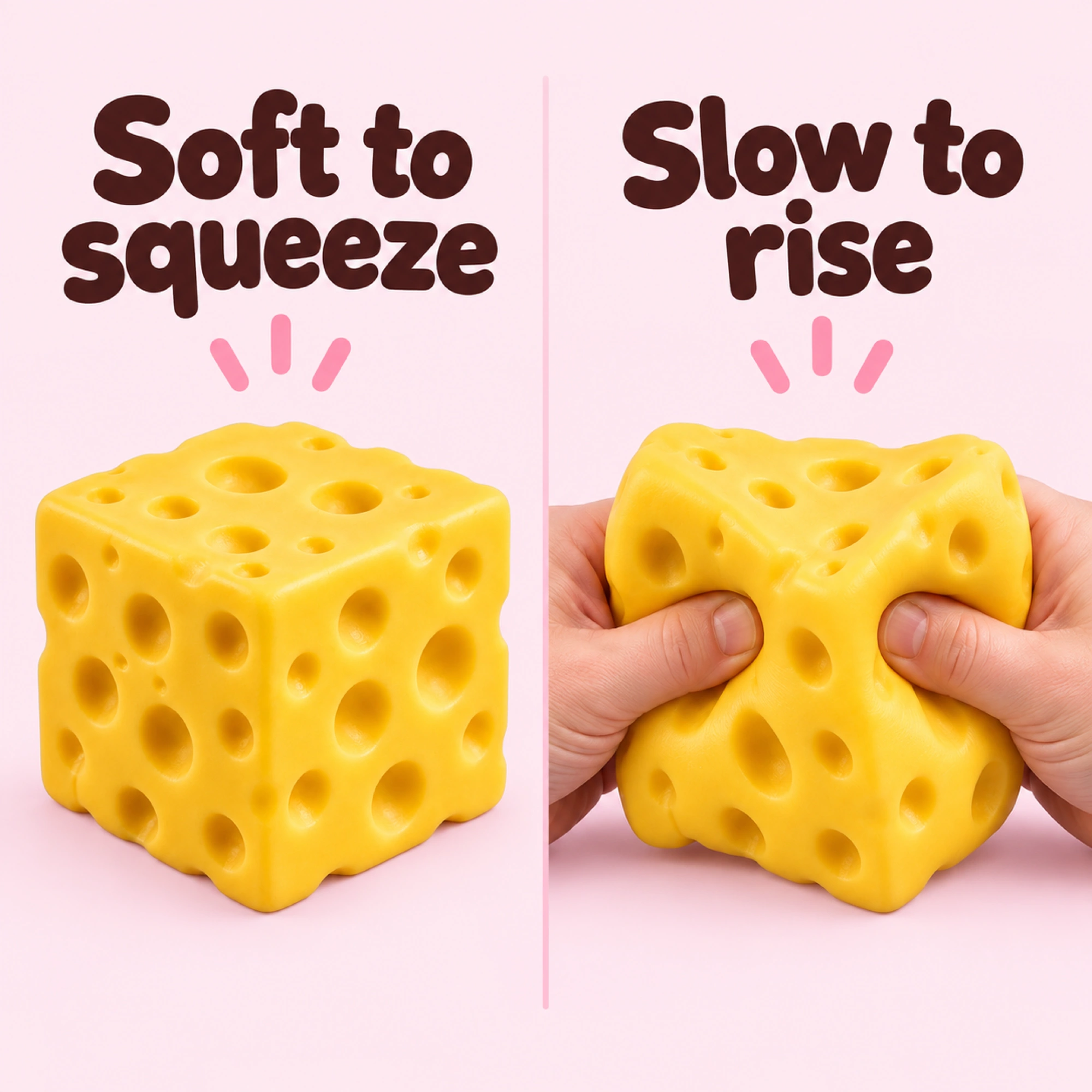 Jumbo Cheese Squishy, Big Two-Hand Squeeze Toy — comparison