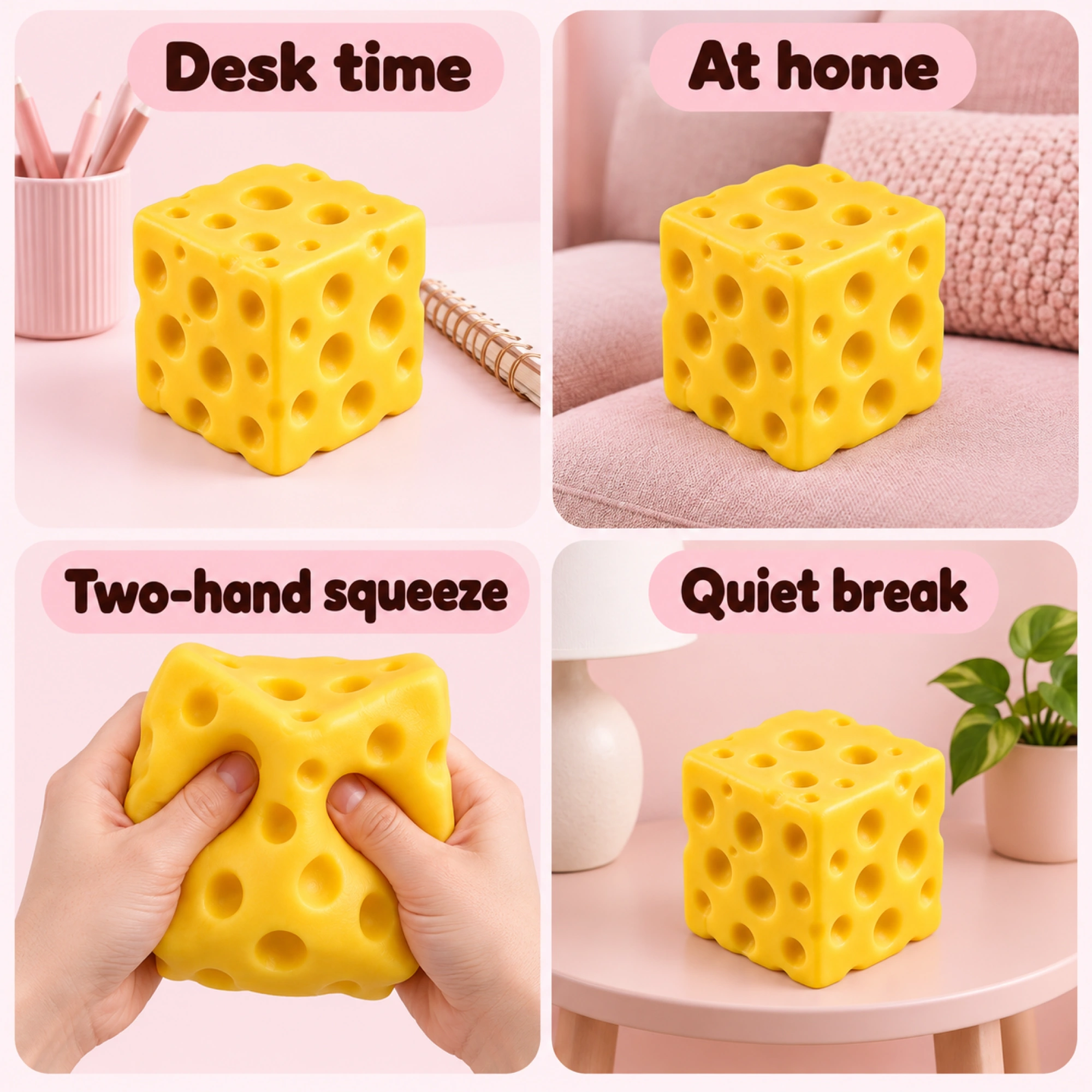 Jumbo Cheese Squishy, Big Two-Hand Squeeze Toy — lifestyle