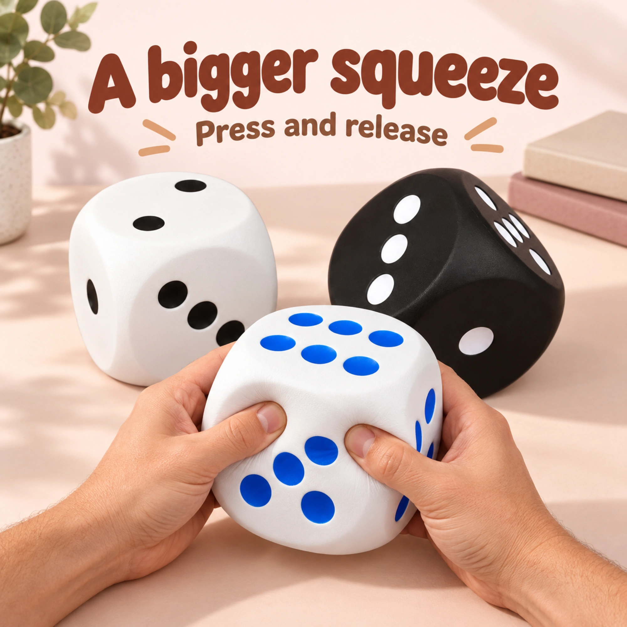 6 Inch Jumbo Dice Squishy, 3 Giant Soft Foam Dice for Game Night — inside