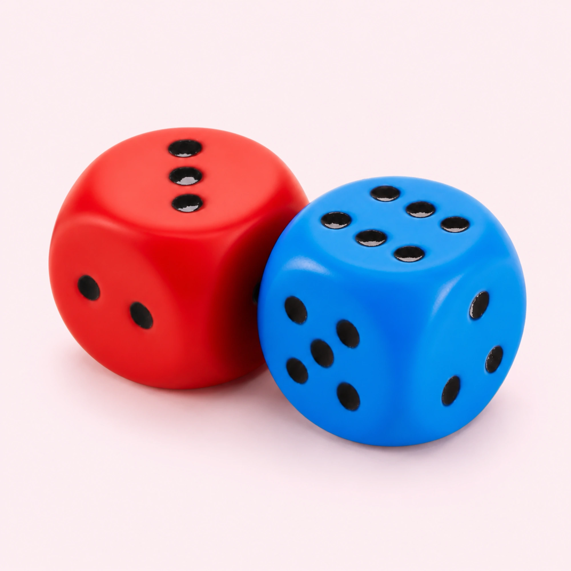 Large red and blue dice squishy — clean product overview