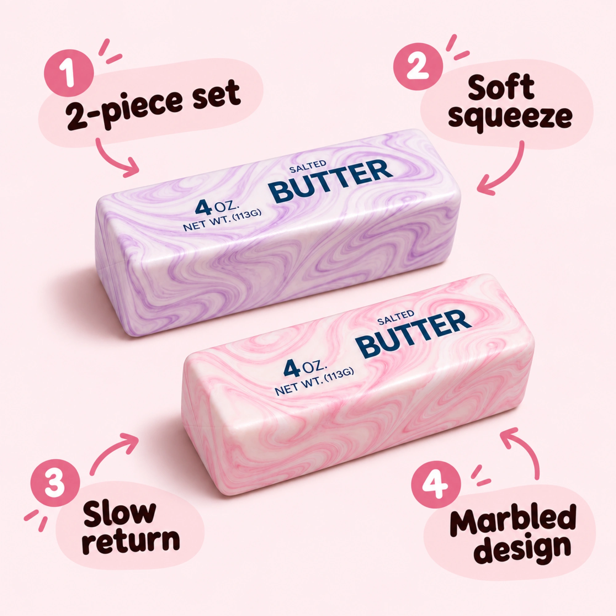 Squishy Butter Stick – Realistic Soft Squeeze Sensory Toy 2-Pack — alternate view