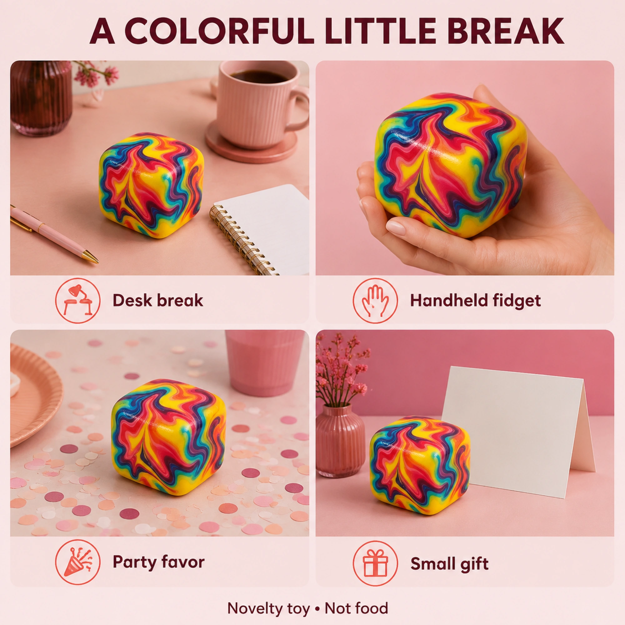 Marble swirl rounded foam cube - lifestyle