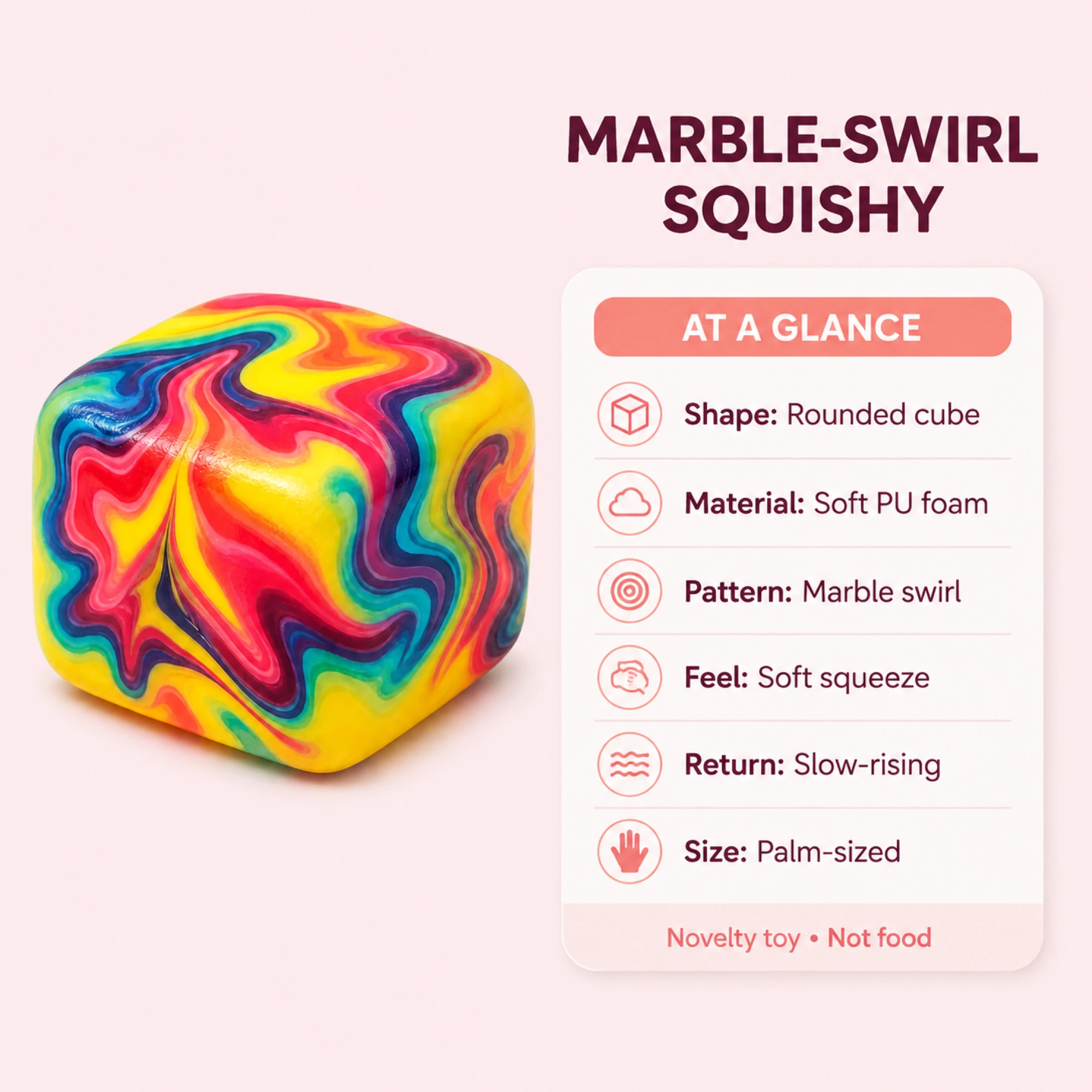 Marble swirl rounded foam cube - spec