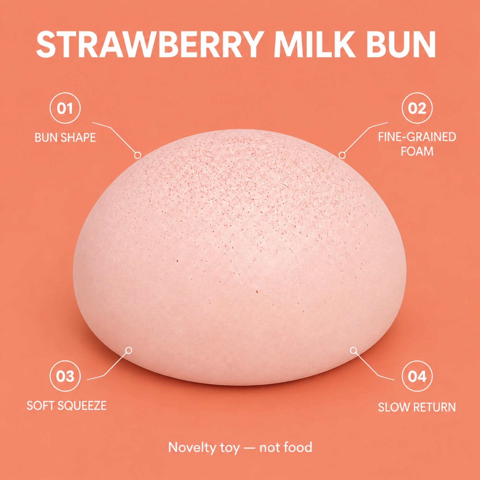 Strawberry Milk Bread Squishy — Slow-Rising Scented Bun Stress Toy — alternate view