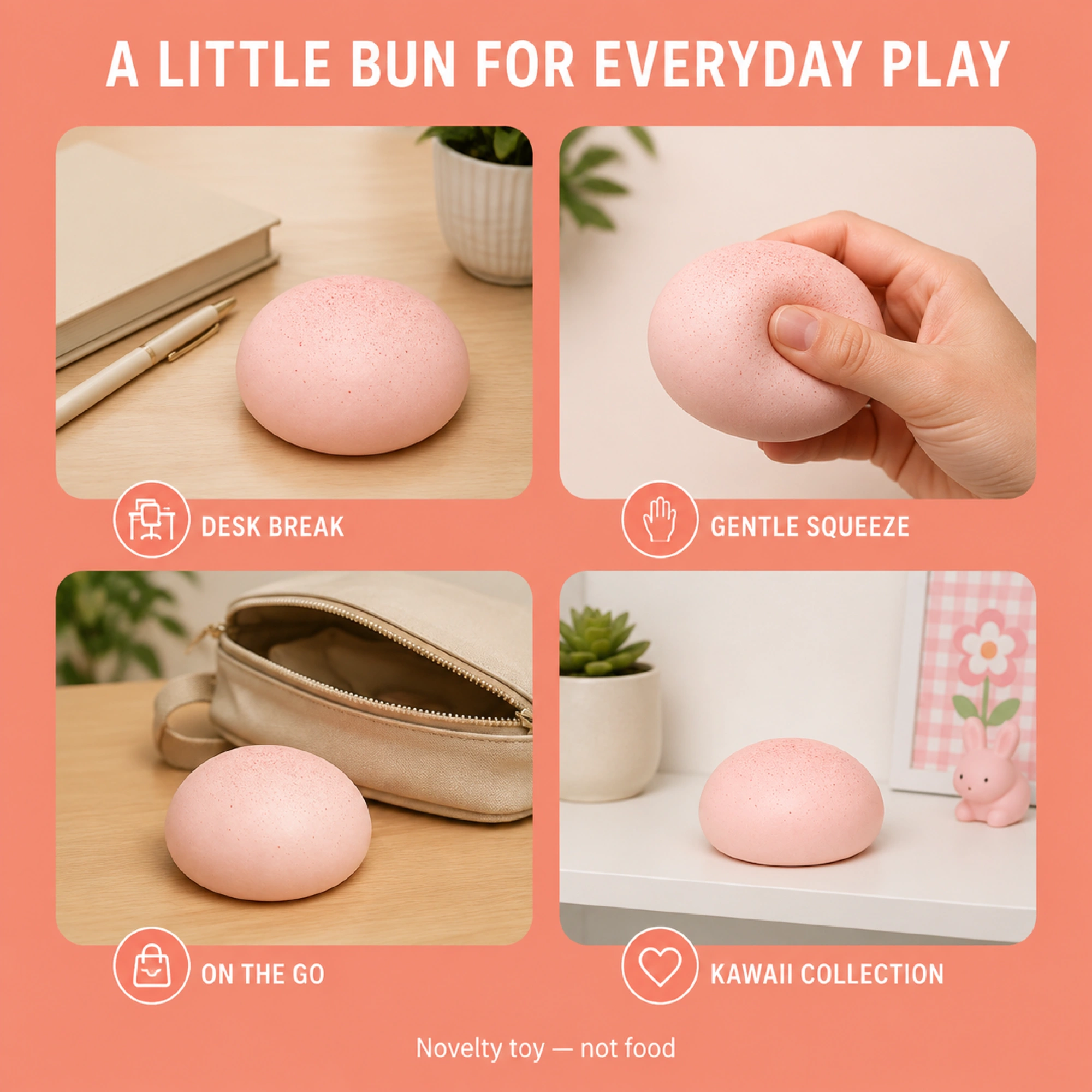 Strawberry bun squishy everyday play scenes