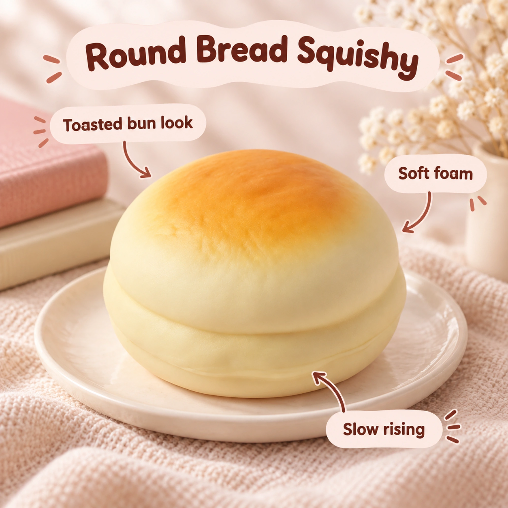Round Bread Squishy Soft Milk Bun Slow Rising Toy — alternate view