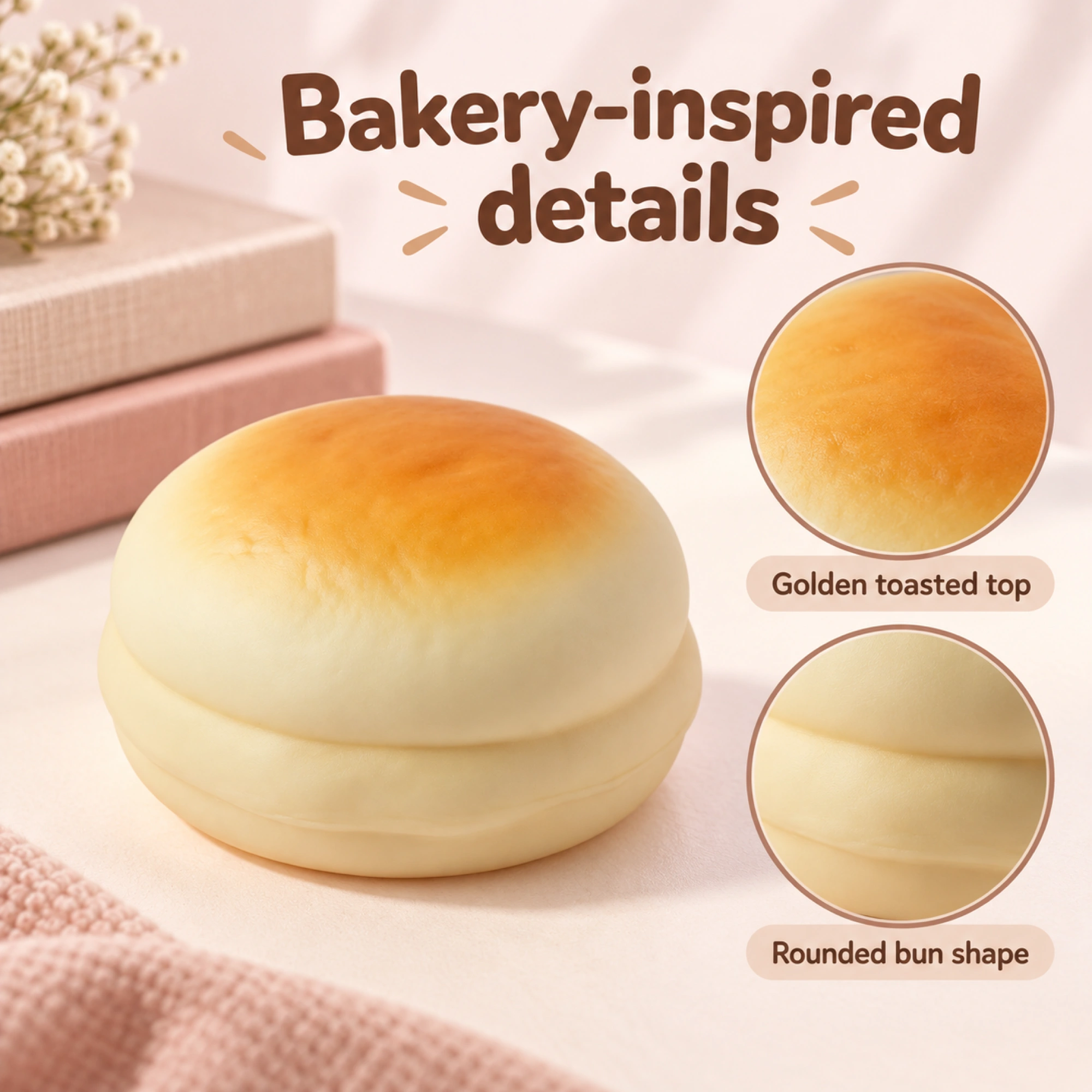 Round Bread Squishy Soft Milk Bun Slow Rising Toy — details
