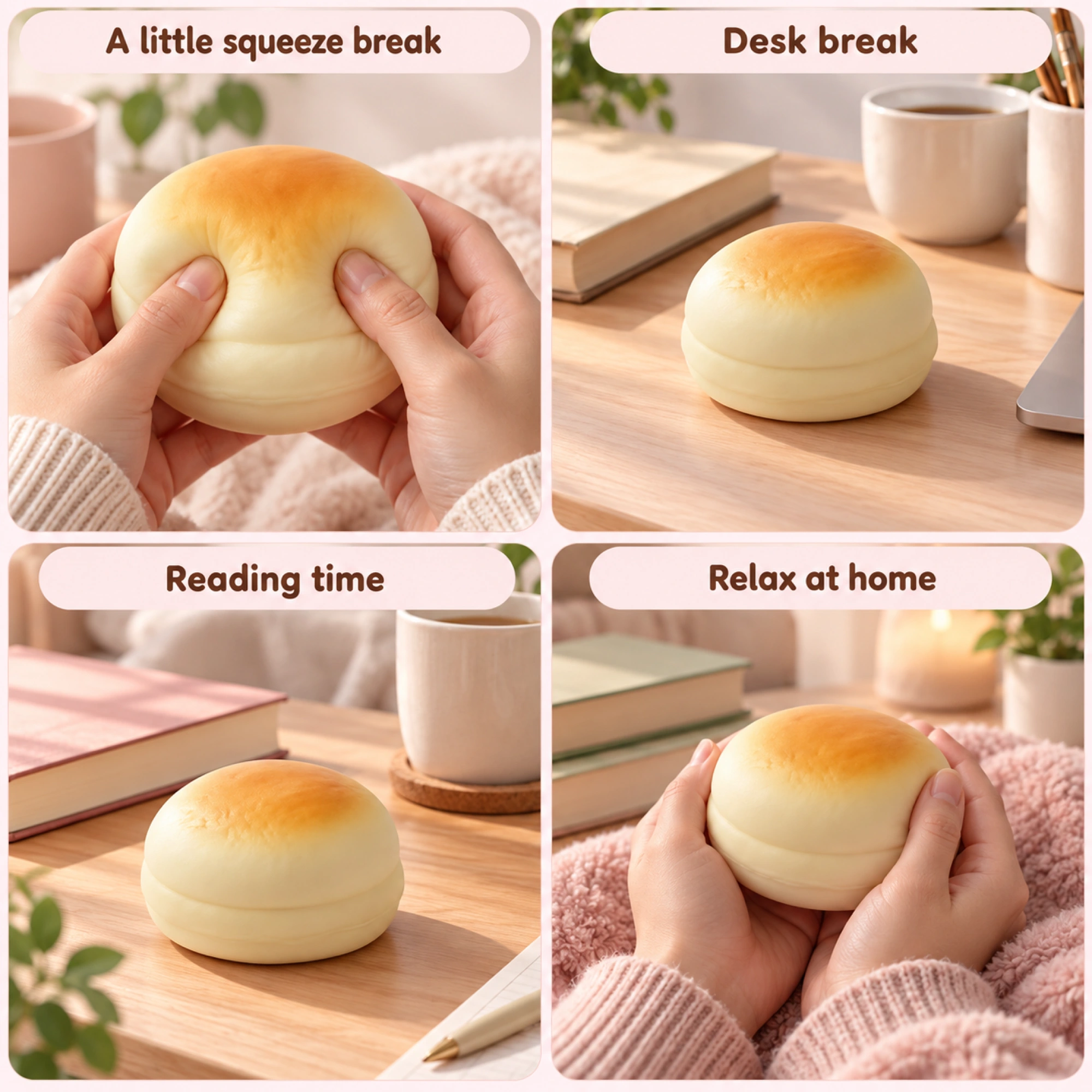 Round Bread Squishy Soft Milk Bun Slow Rising Toy — lifestyle