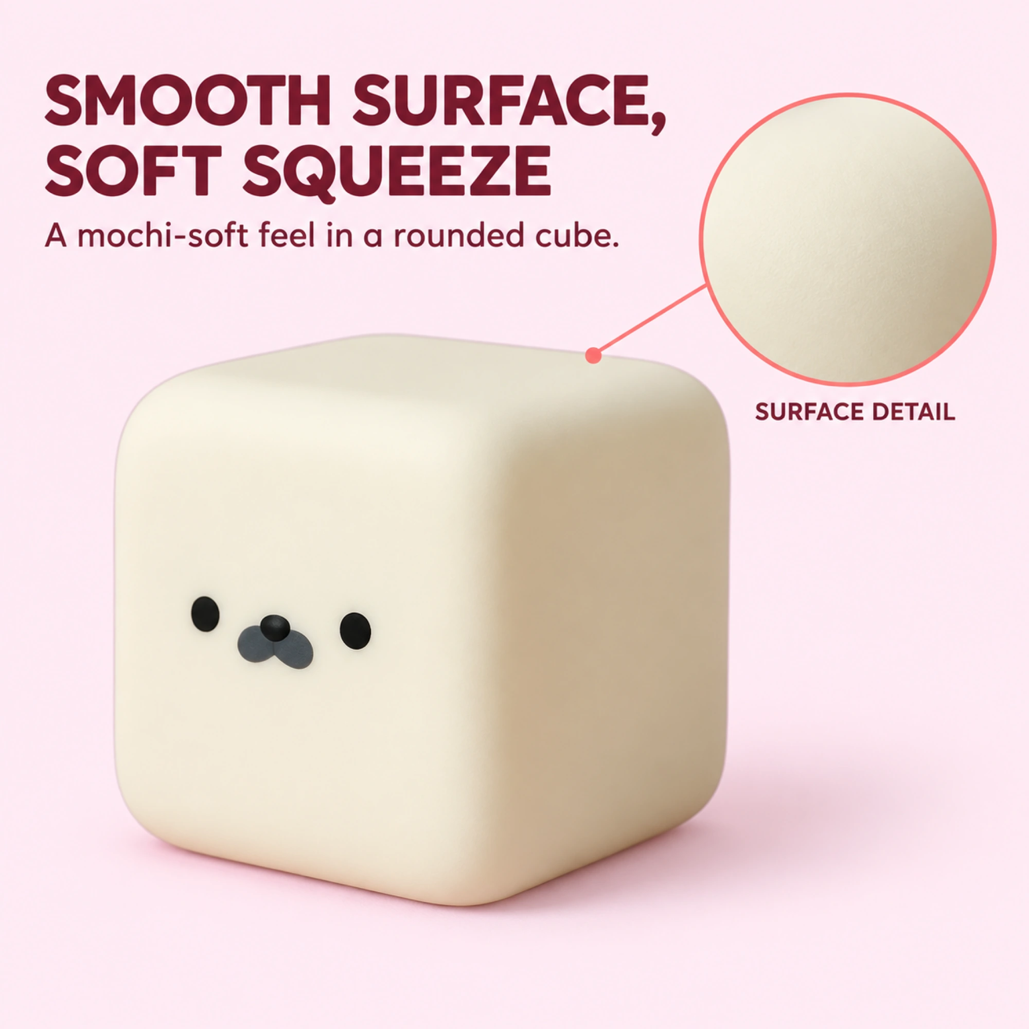 Cream rounded cube mochi seal squishy - inside