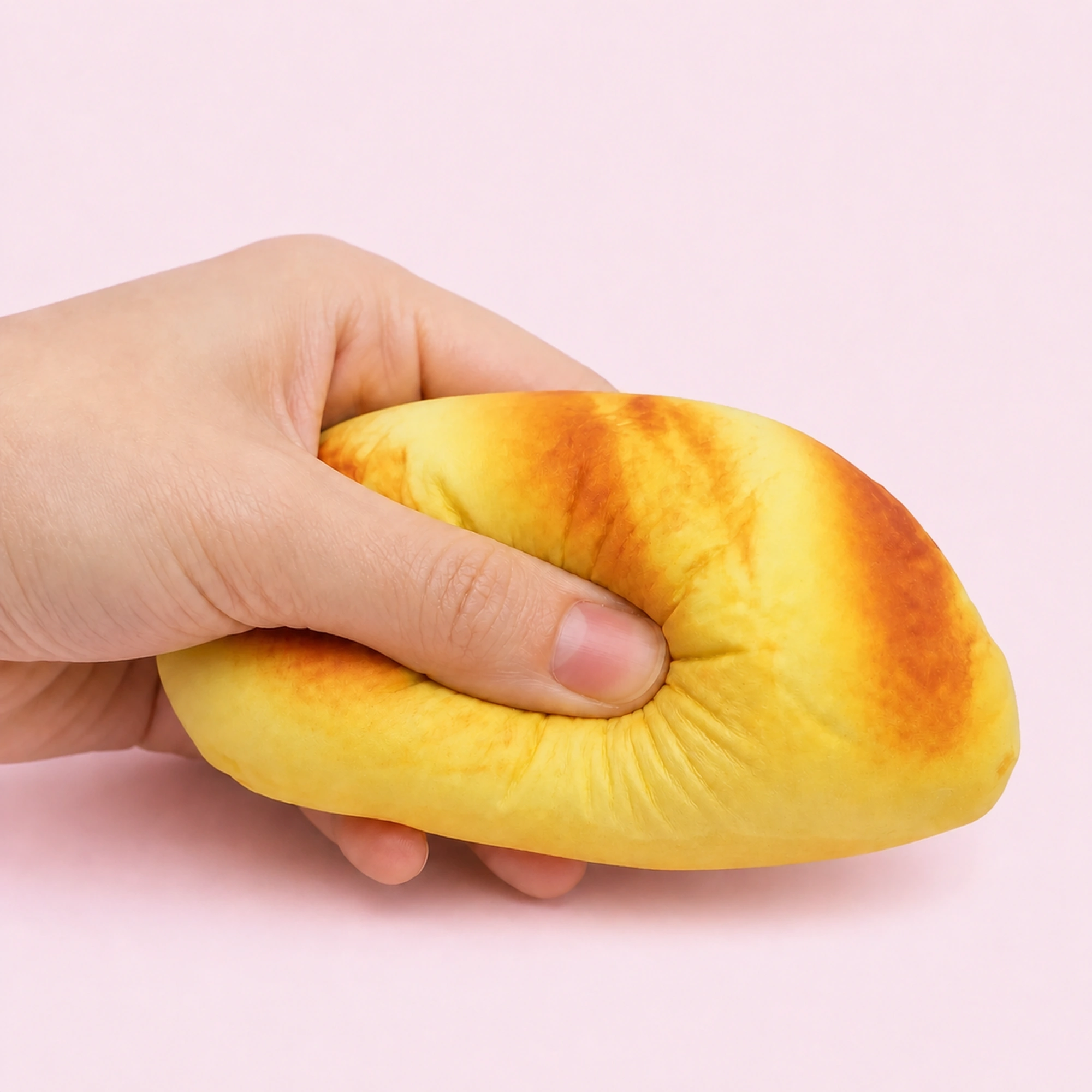 Mini dinner roll bread squishy — desk companion scene