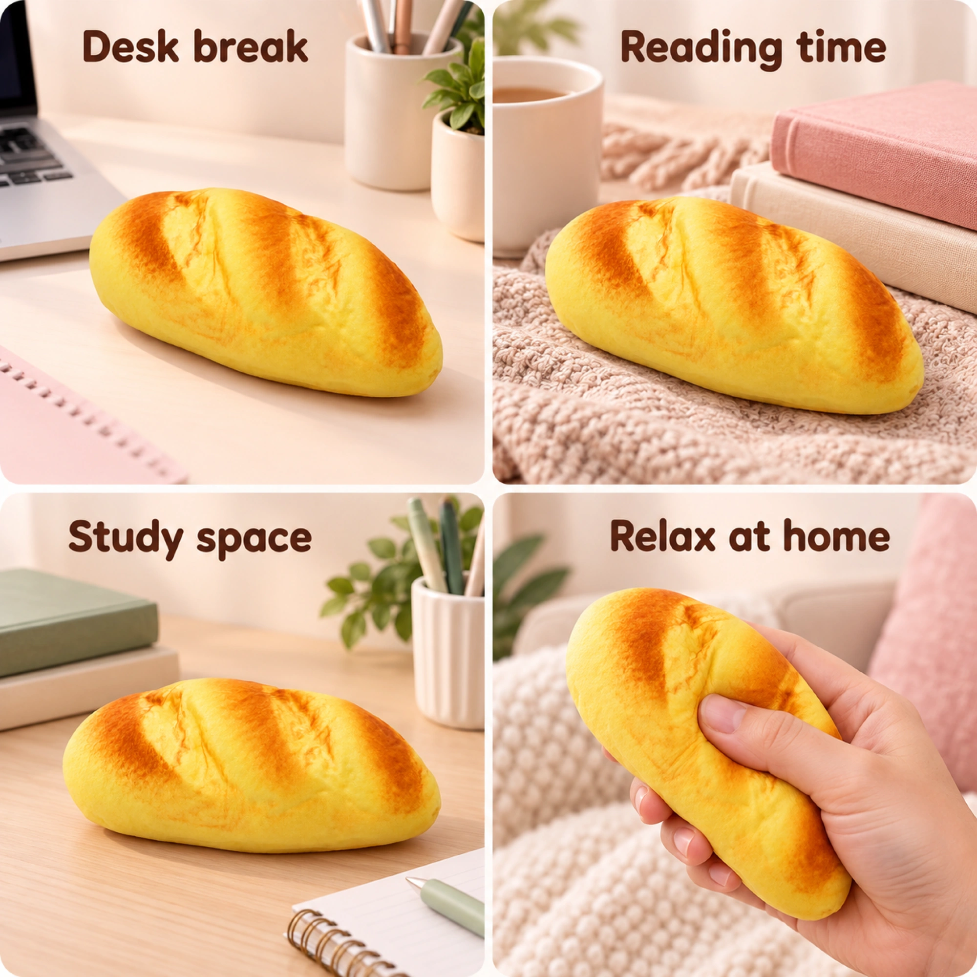 Mini Bread Squishy Soft Dinner Roll Slow Rising Toy — lifestyle