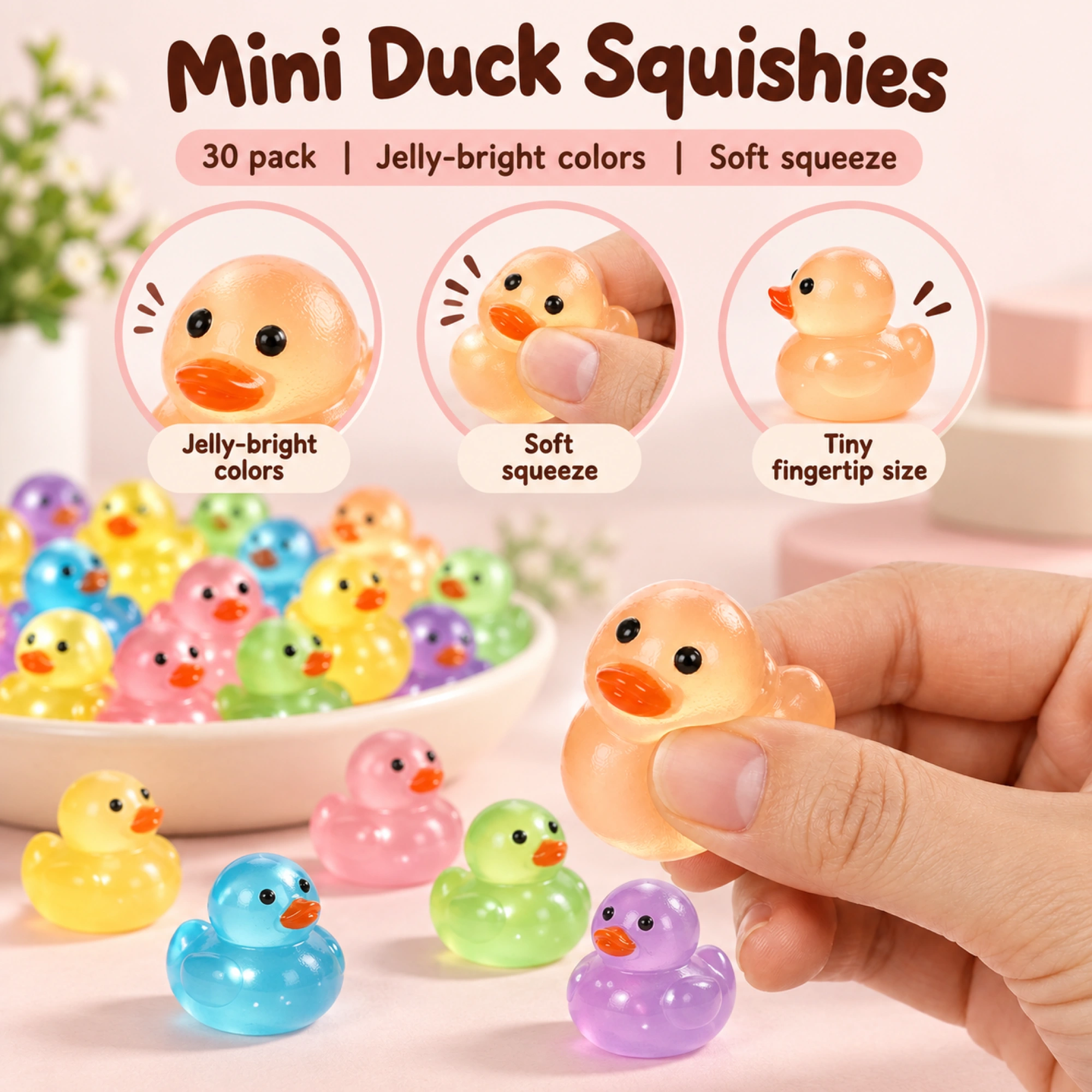 Confezione da 30 mini papere squishy, ​​bomboniere gelatinose — vista alternativa