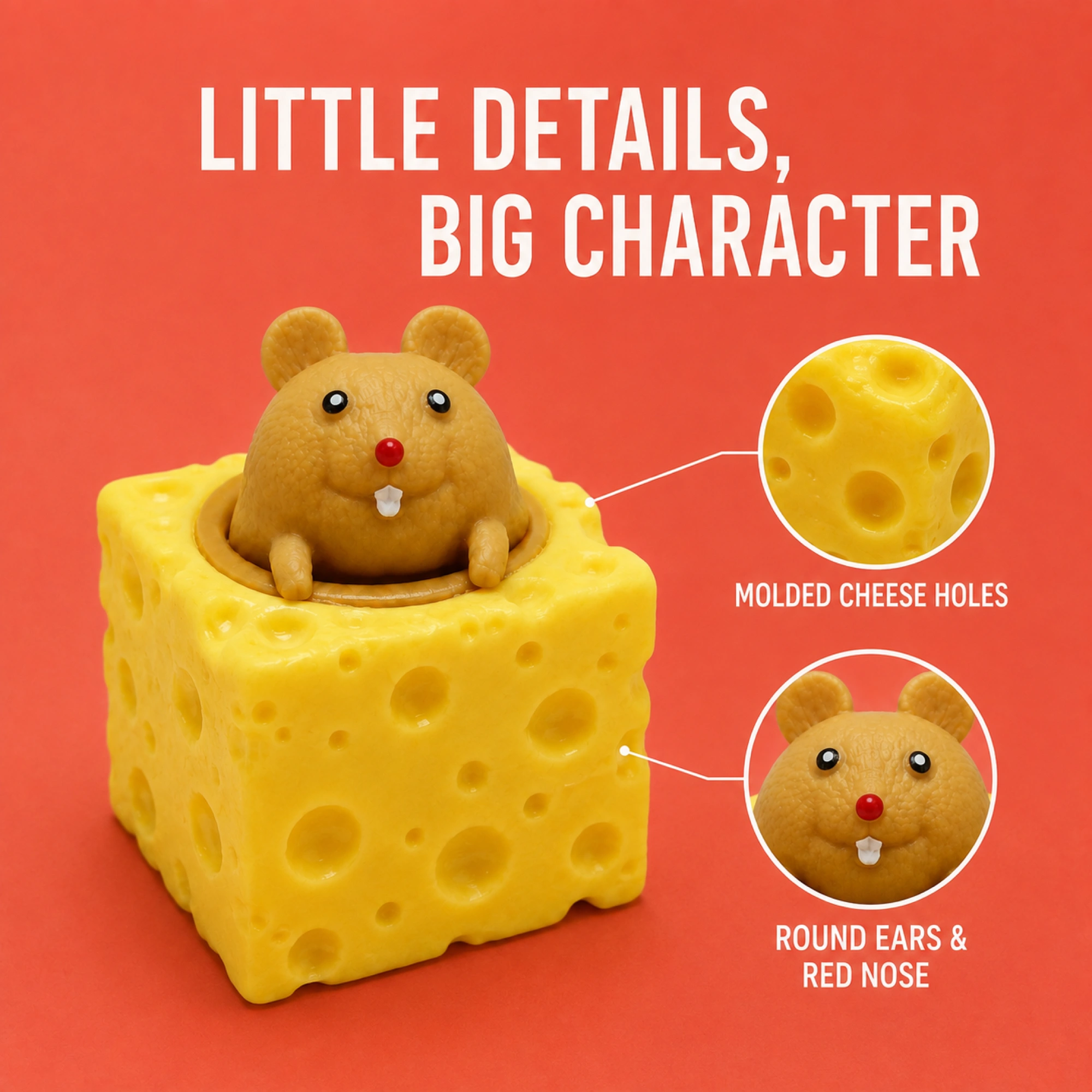 Visible molded cheese holes and mouse face details