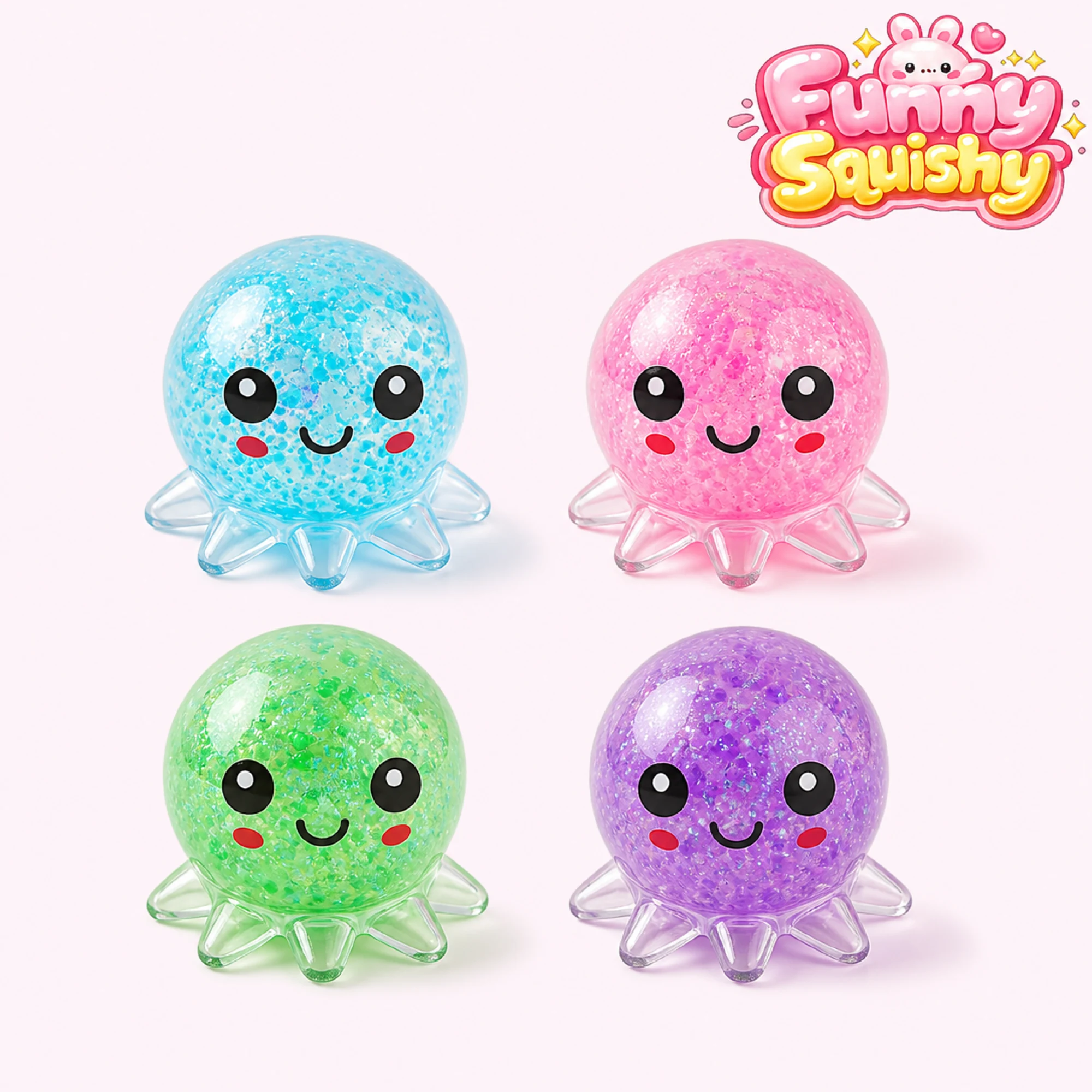 Bead Filled Octopus 스퀴시, 4 Pack Squeeze 스트레스 장난감