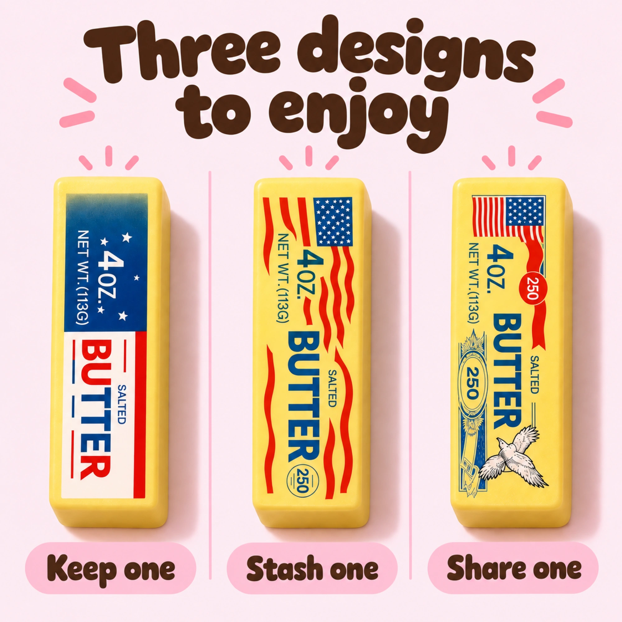 3 Pack Butter Squishy — One to Keep, Two to Share — comparison