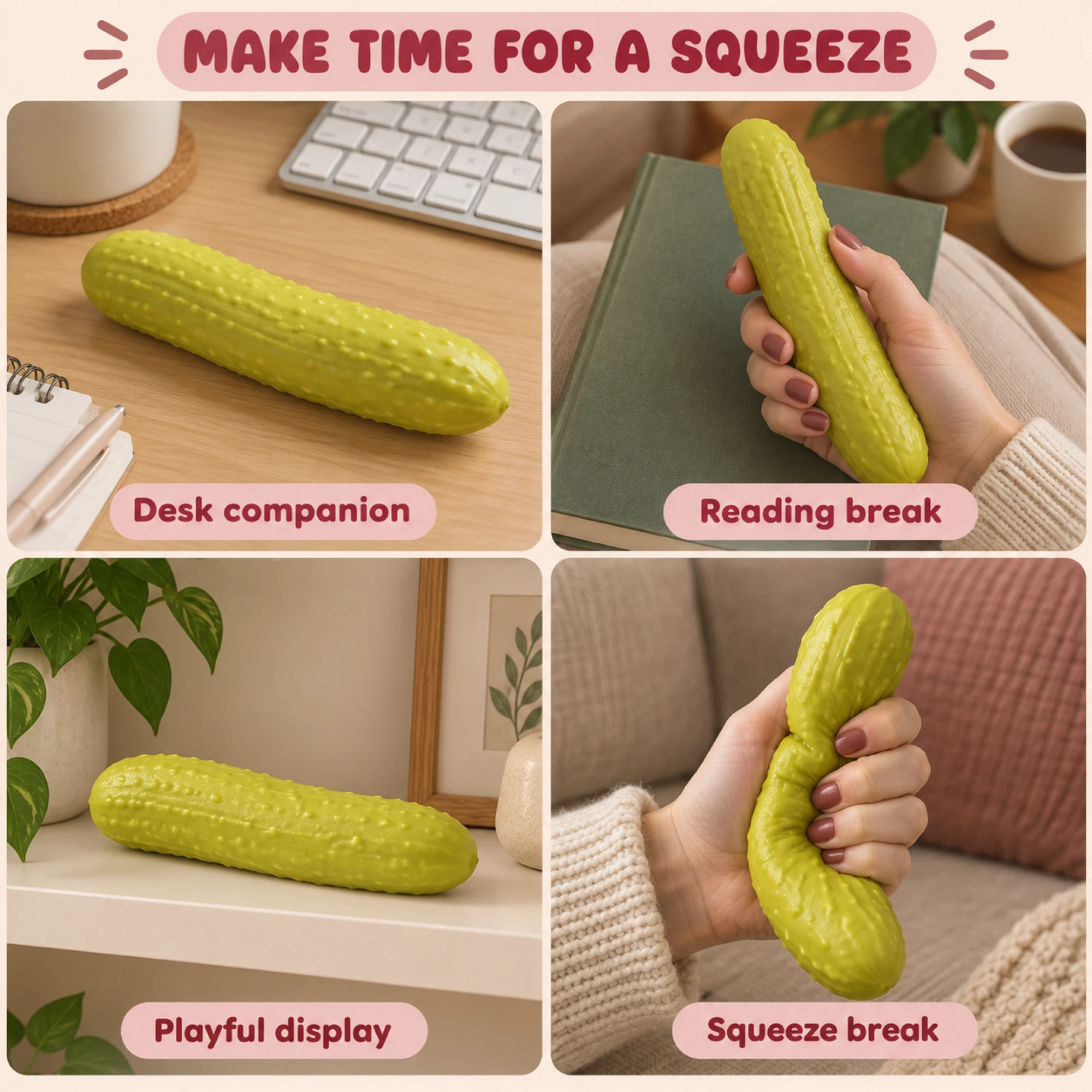 Pickle squishy in everyday settings