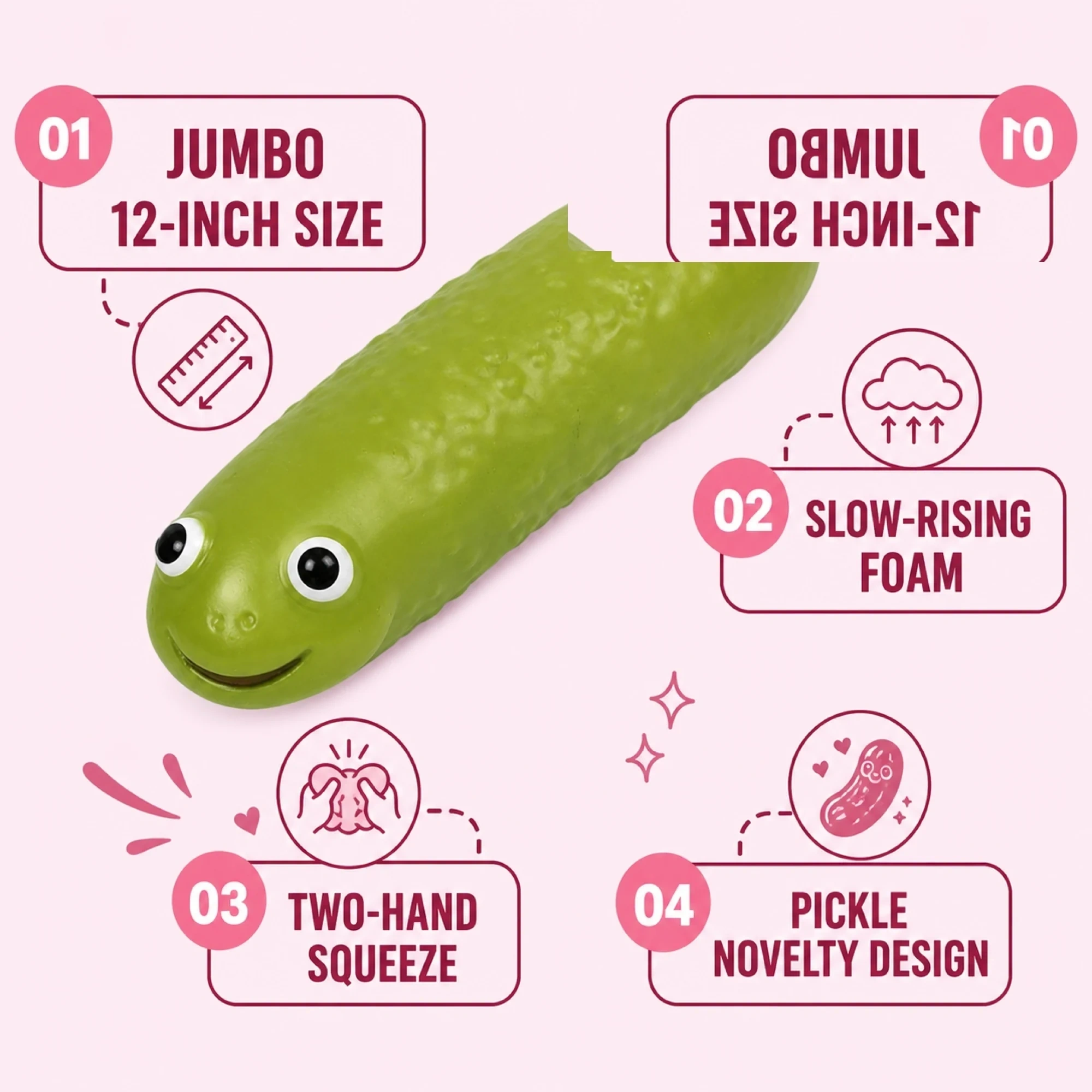 12 Inch Pickle Squishy, a Foot-Long Squeeze Toy — alternate view