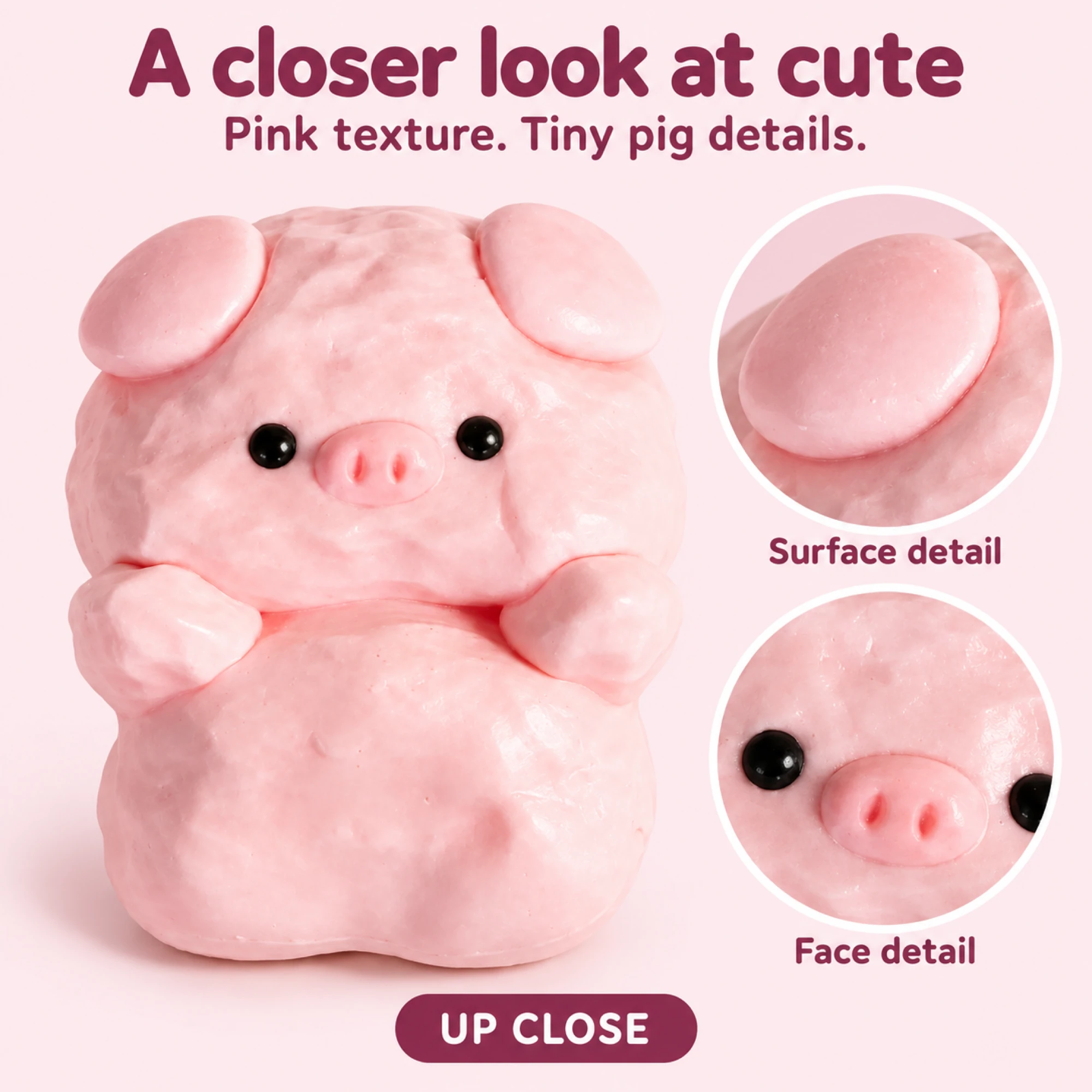 Close-up of pink pig surface and face details