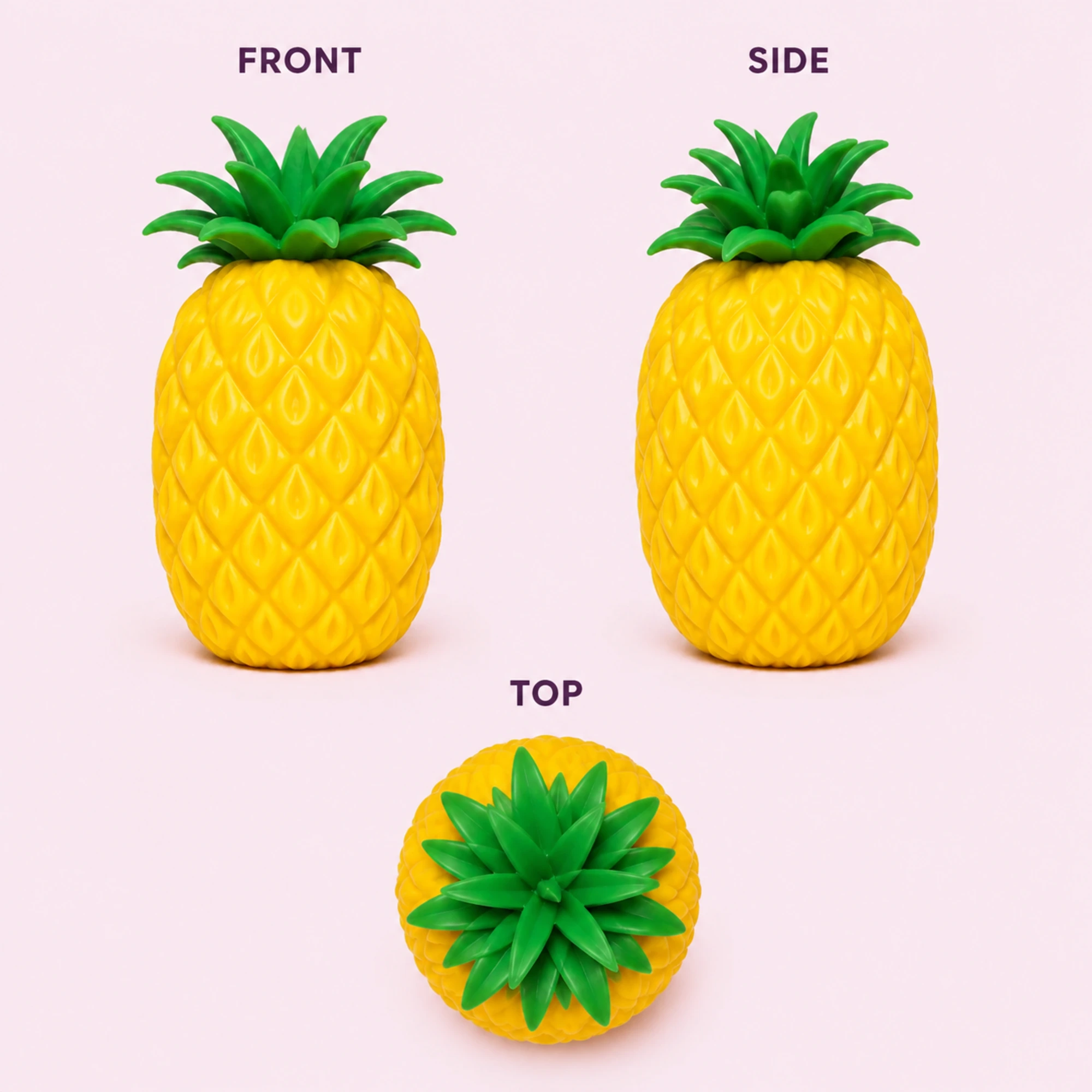 Jumbo pineapple squishy — front side and top views