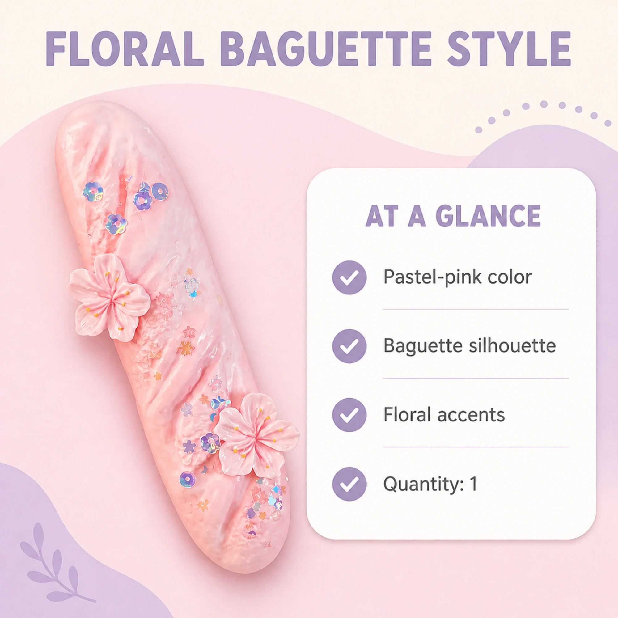 Squishy baguette rosa floreale — con dettagli del design