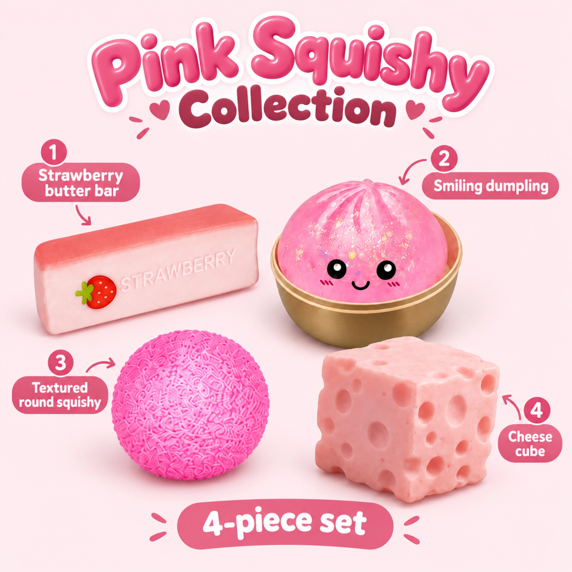 Pink Squishy Fun Box – 4-Piece Mystery Set — alternate view