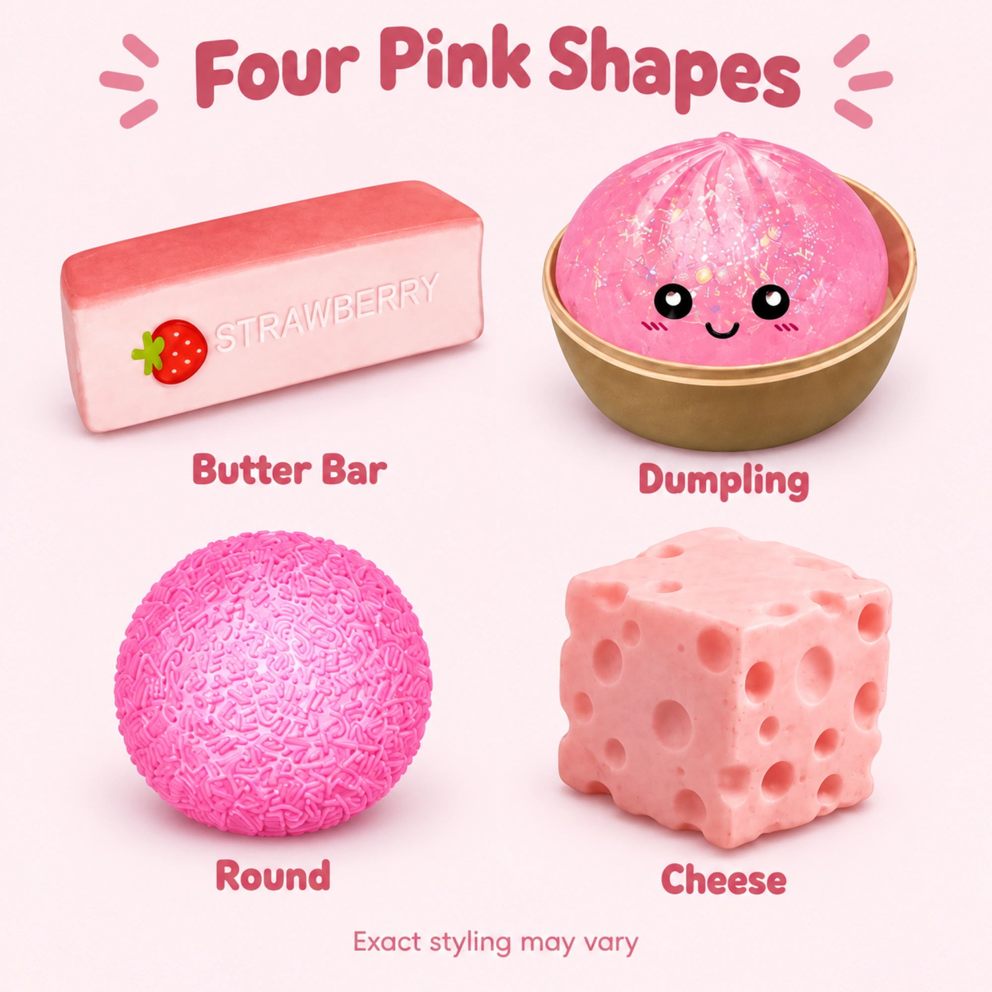 Pink Squishy Fun Box – 4-Piece Mystery Set｜低反発スクイーズ