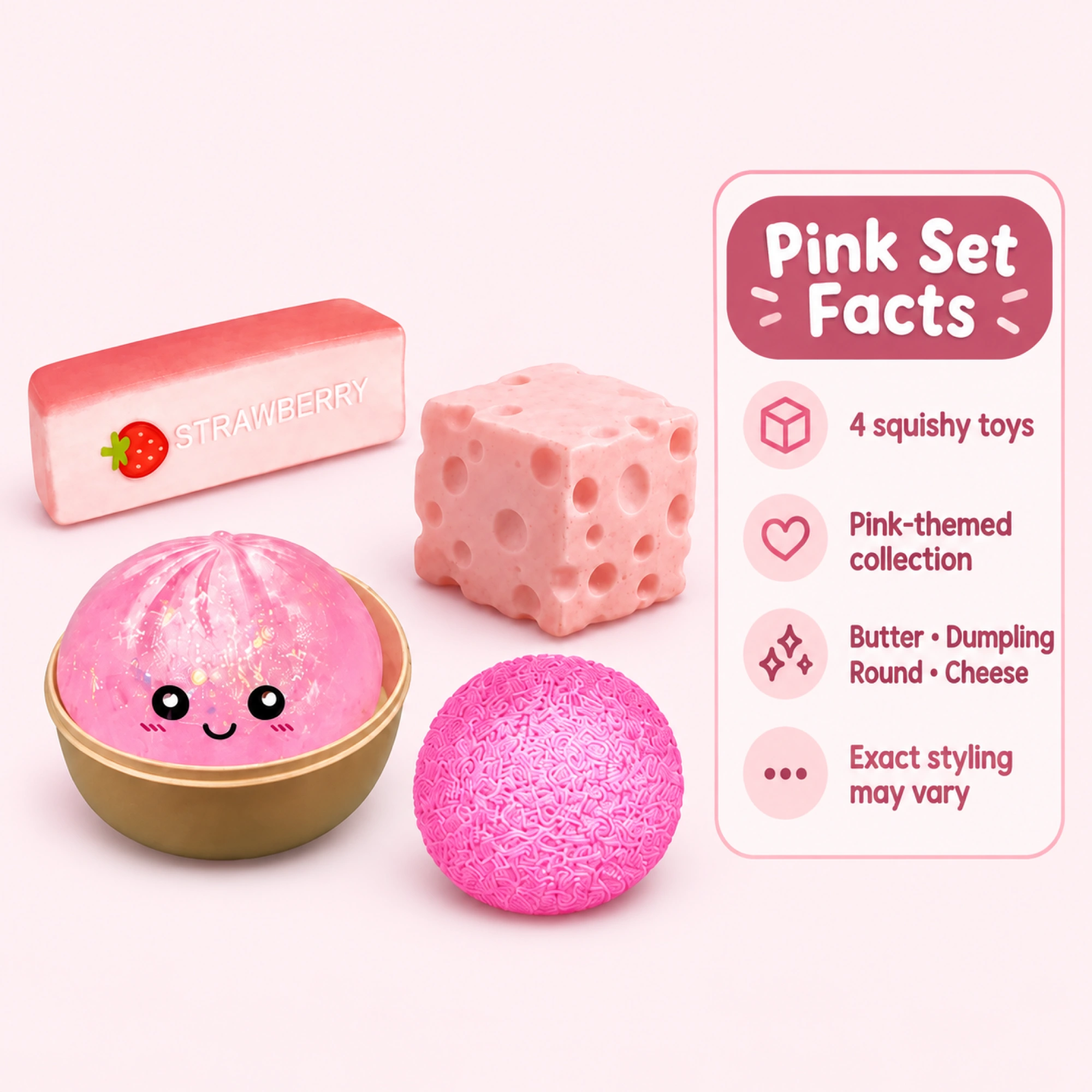 Pink Squishy Fun Box – 4-Piece Mystery Set｜低反発スクイーズ