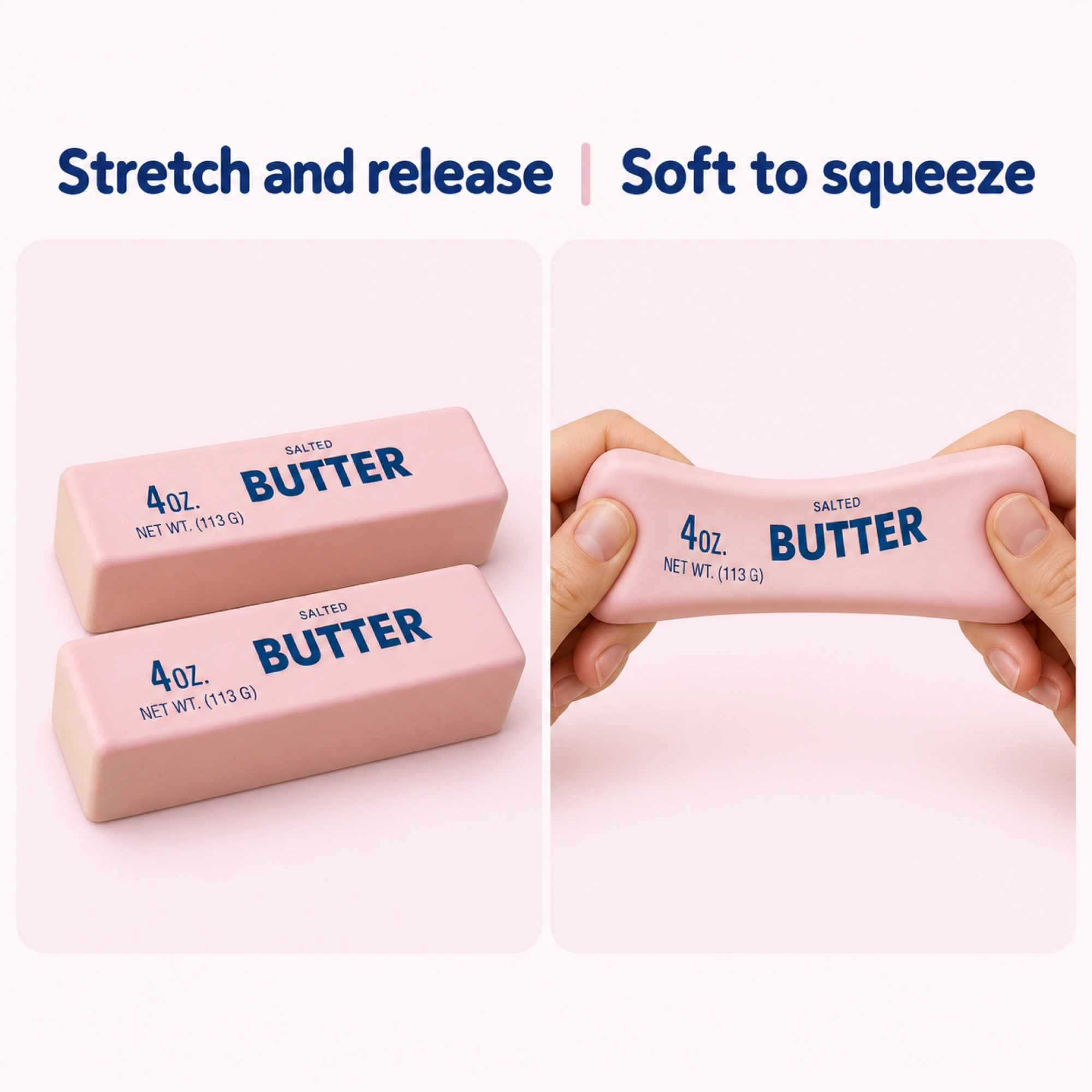Pink Butter Brick Squishy, 2 Pack - Stretchy Stress Squeeze Toy — comparison