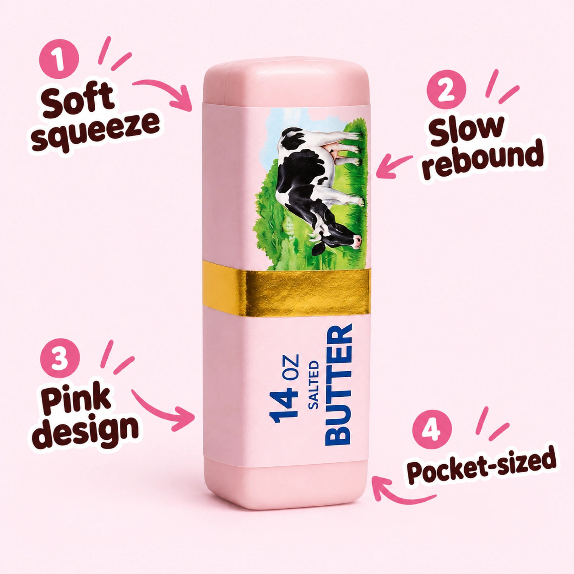 Pink สกุชชี่เนย – Reality ค้นรูปช้า Butter Stick Stress Toy — มุมมองอื่น