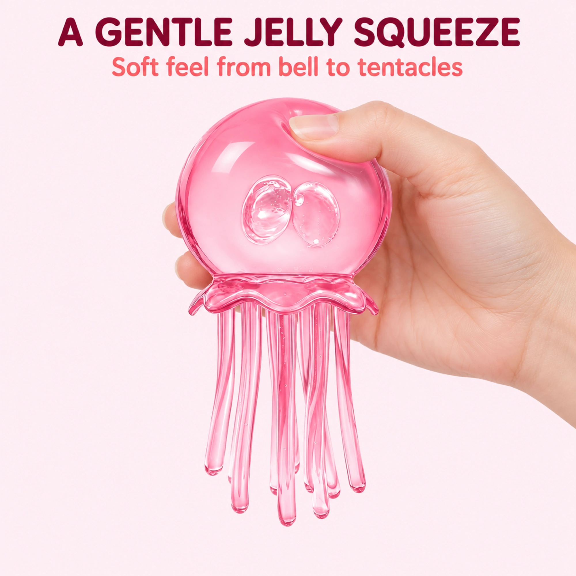 Transparent pink mochi jellyfish squishy — inside