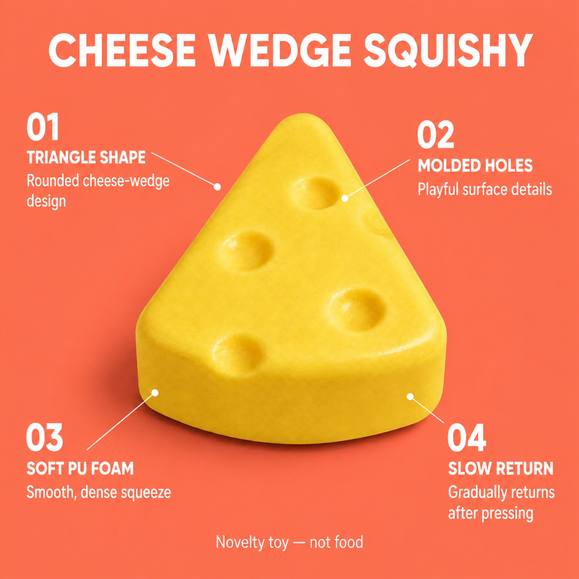 Pizza Cheese Squishy — Triangle Cheese Wedge Slow-Rising Stress Toy — alternate view