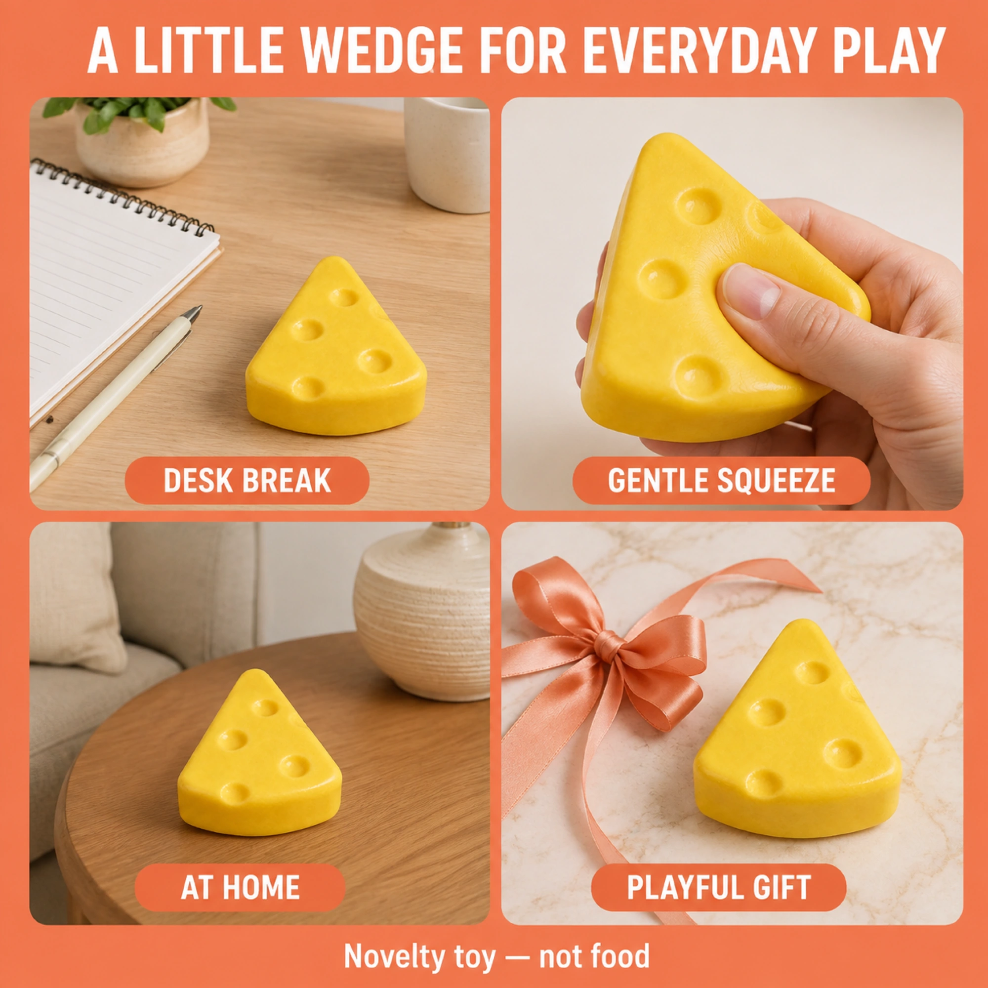 Cheese wedge squishy for desk breaks and everyday play