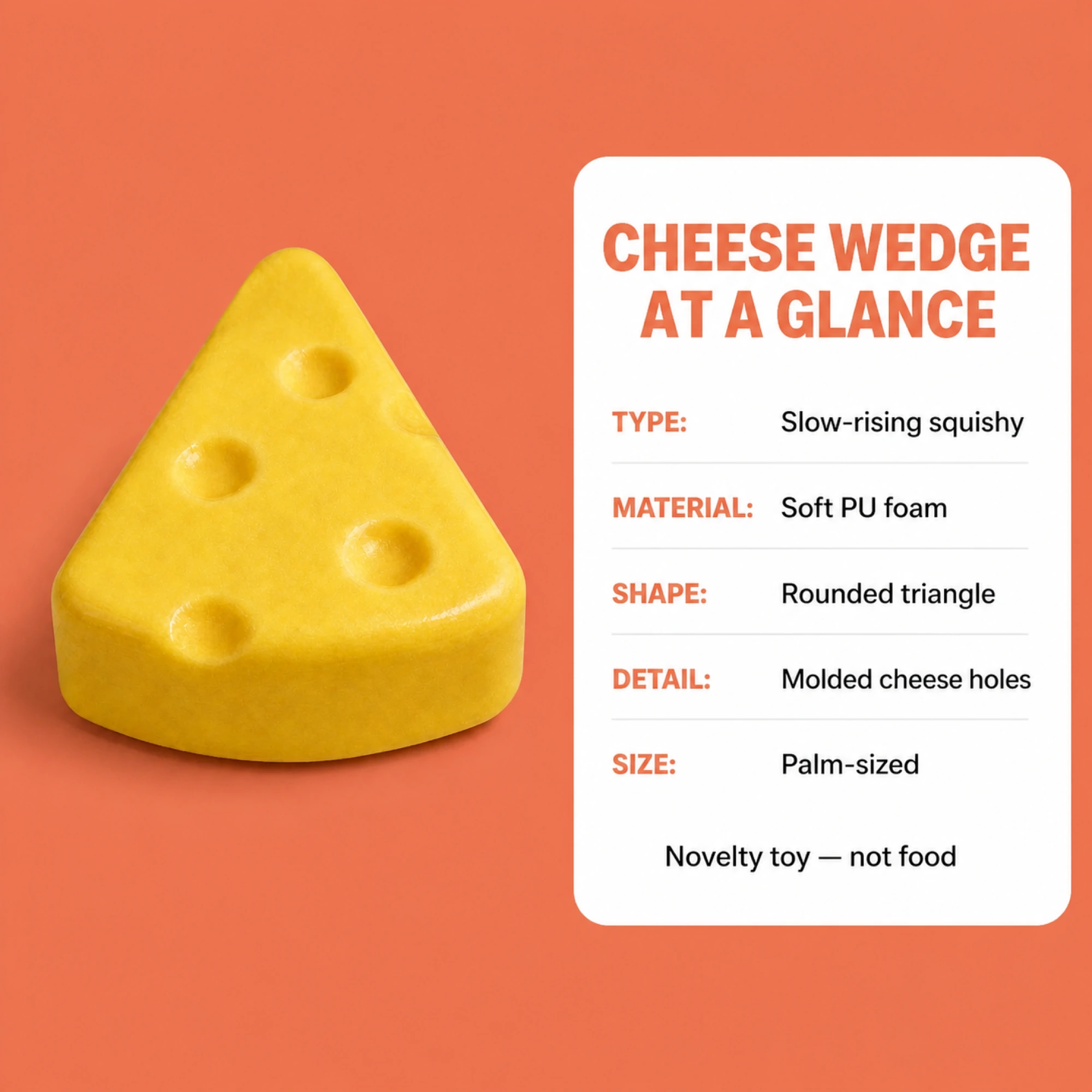 Cheese wedge soft PU foam squishy specifications