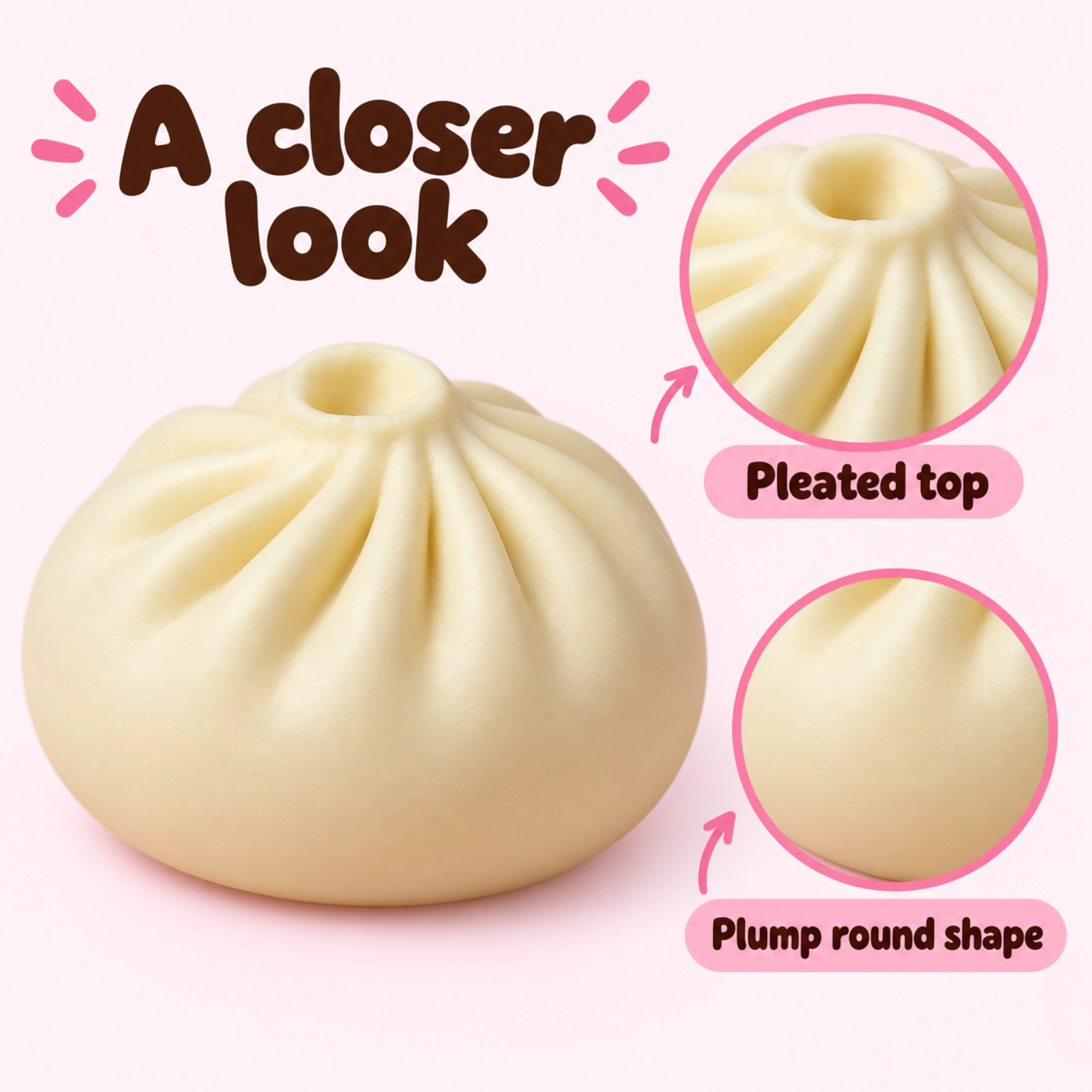 Dumpling Butter Squishy — Knead-and-Watch Fidget Toy — details