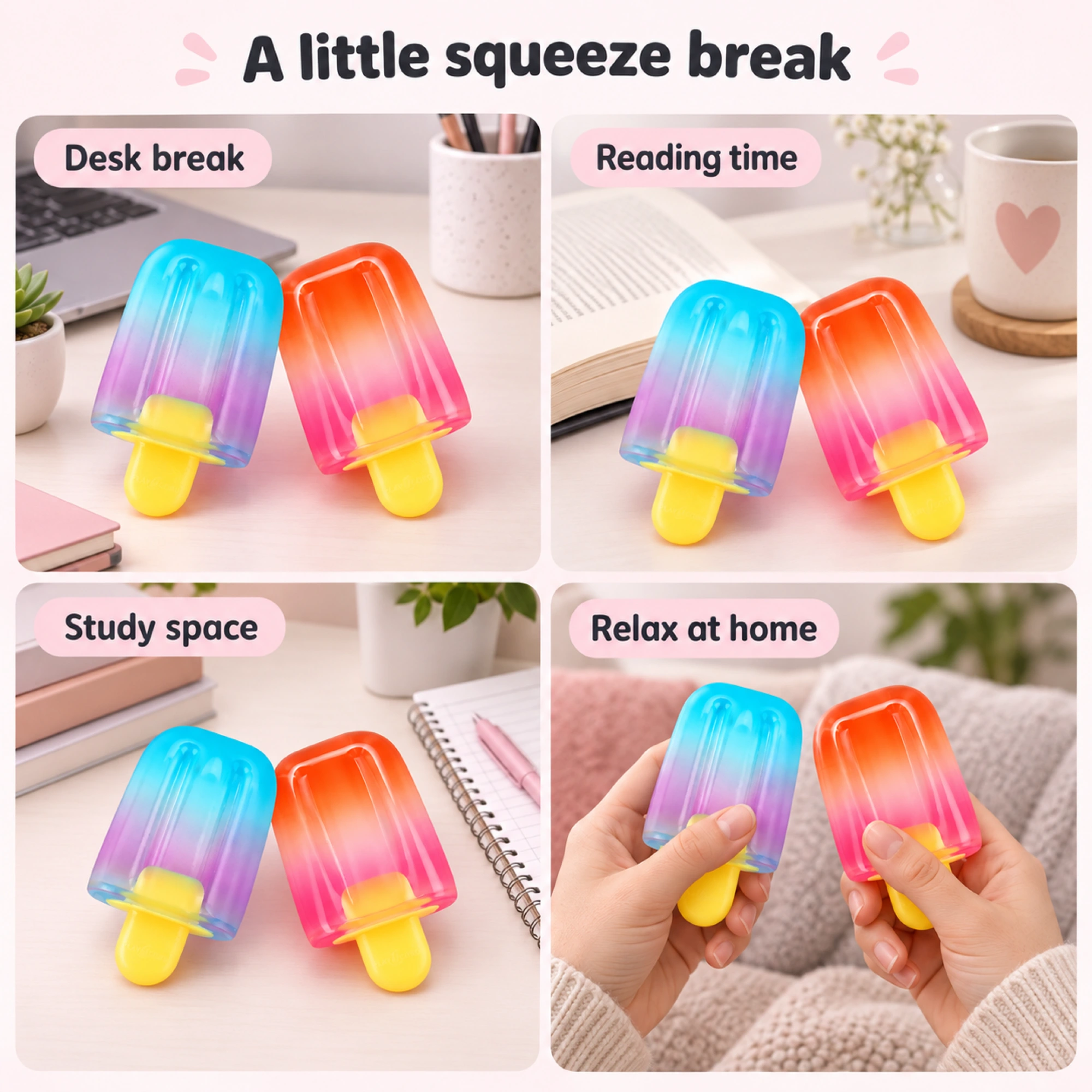 Two gradient popsicle squishy toys — lifestyle