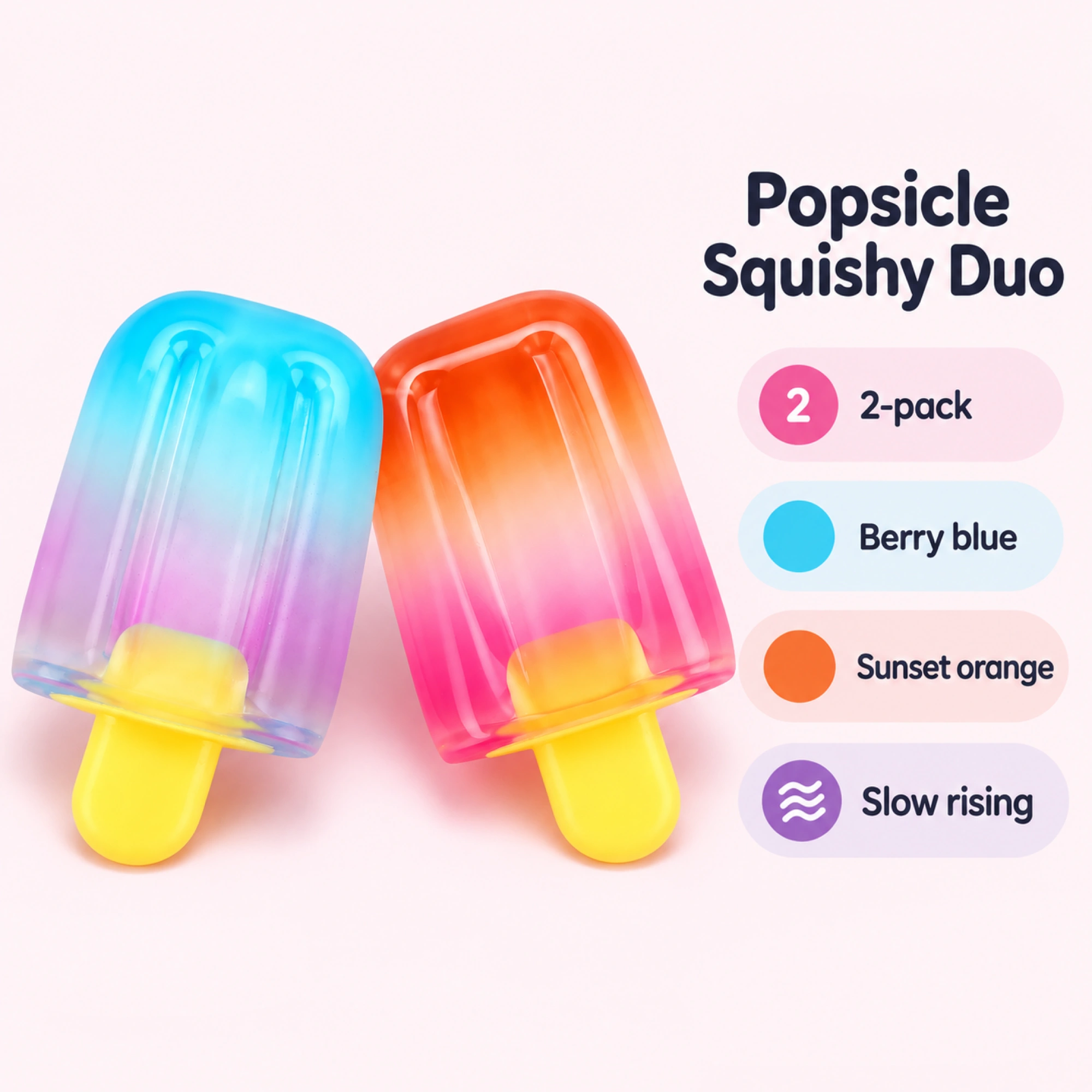 Two gradient popsicle squishy toys — spec