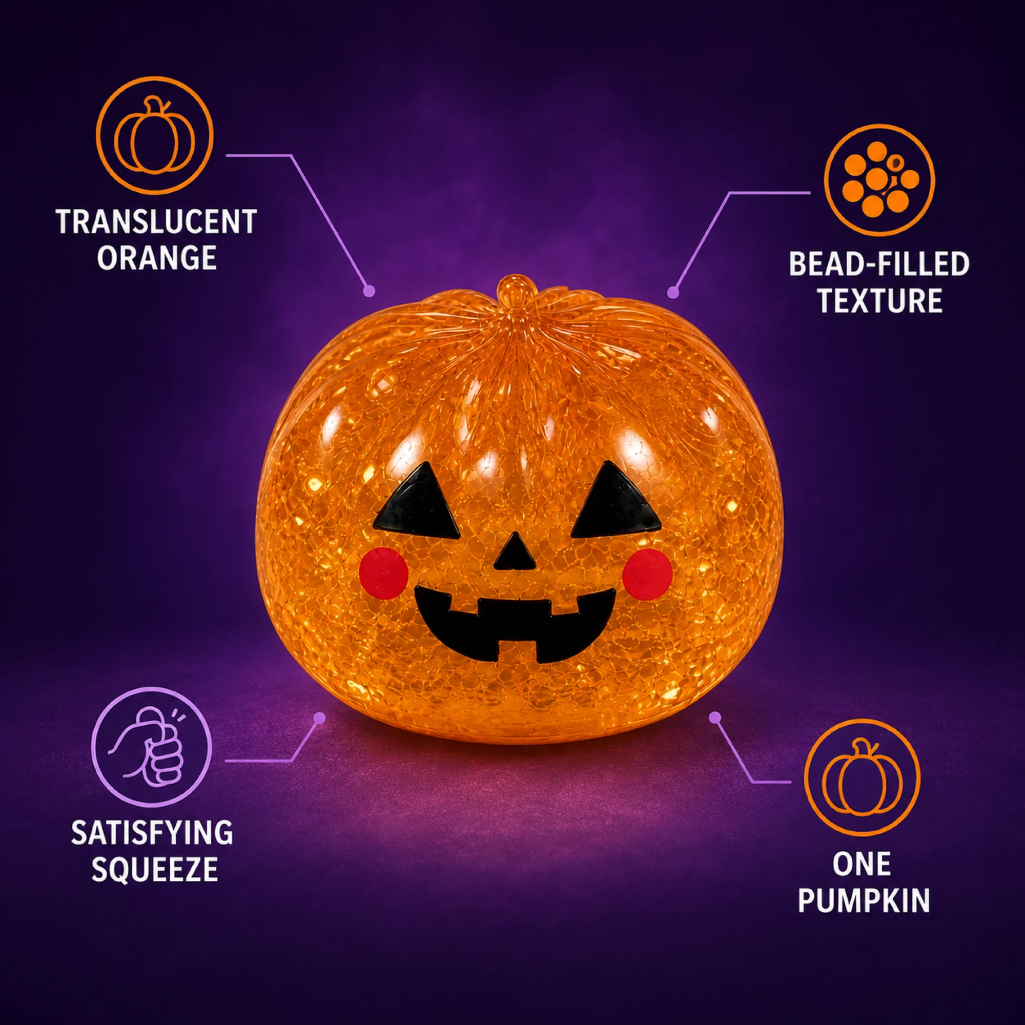 Pumpkin Squishy Toy — Slow Rising Jack O Lantern Stress Relief — alternate view