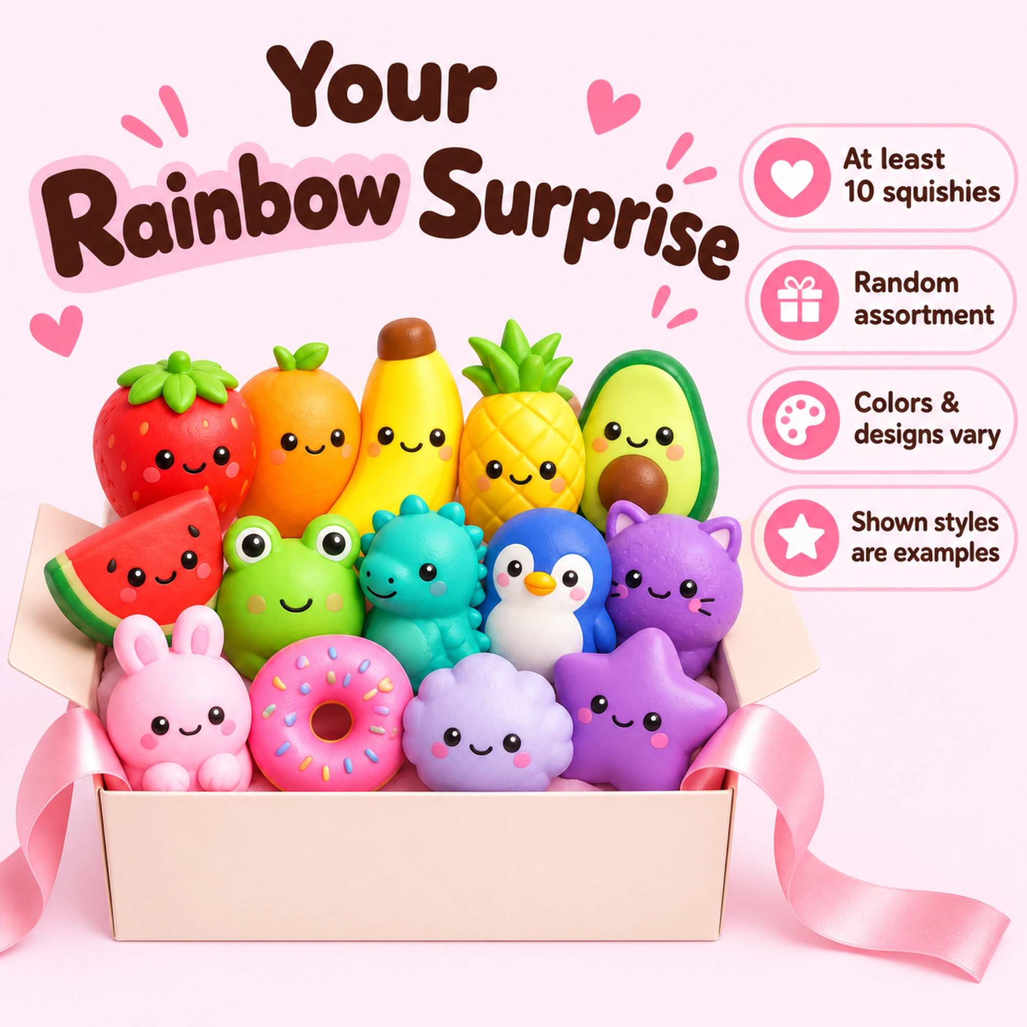 Rainbow Squishy Mystery Box – 10+ Piece Assortment사진 접미사