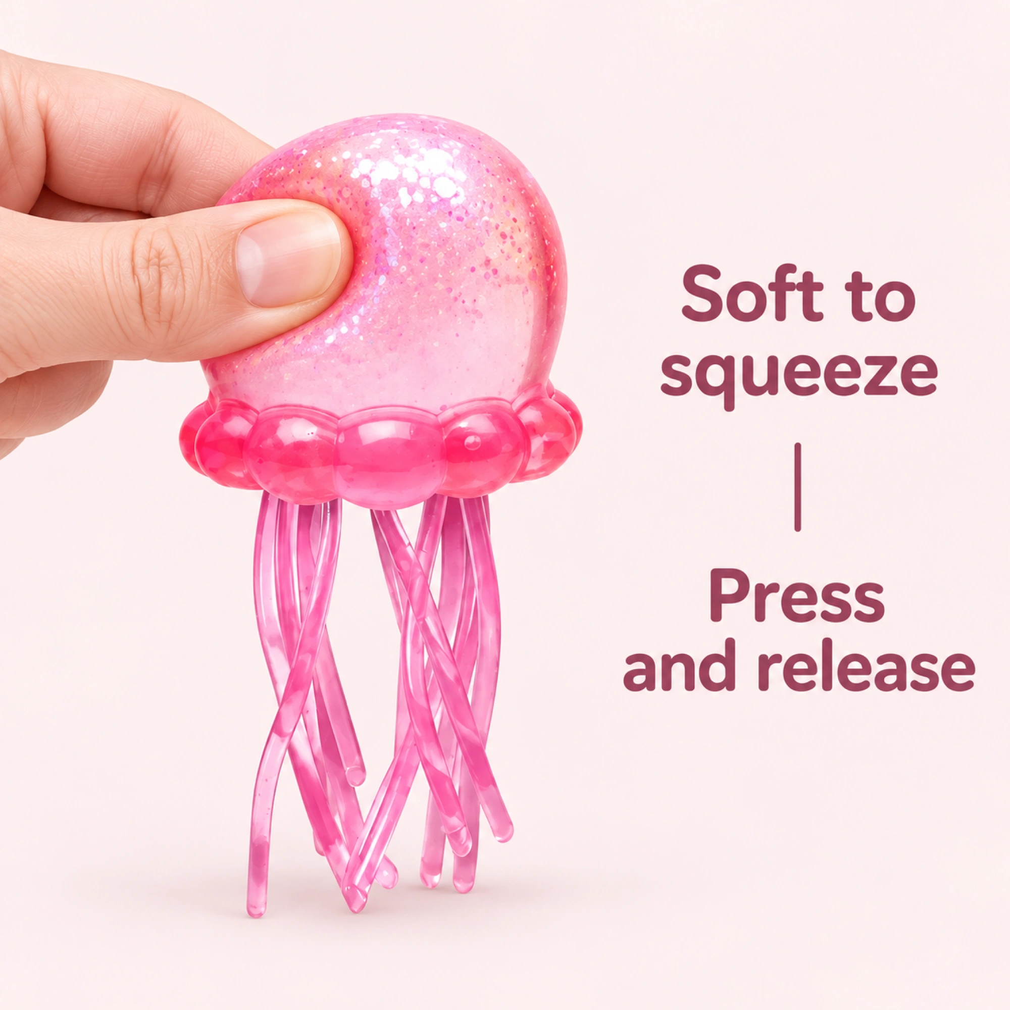 Glitter Pink Jellyfish Squishy Slow Rise Fidget Toy — inside